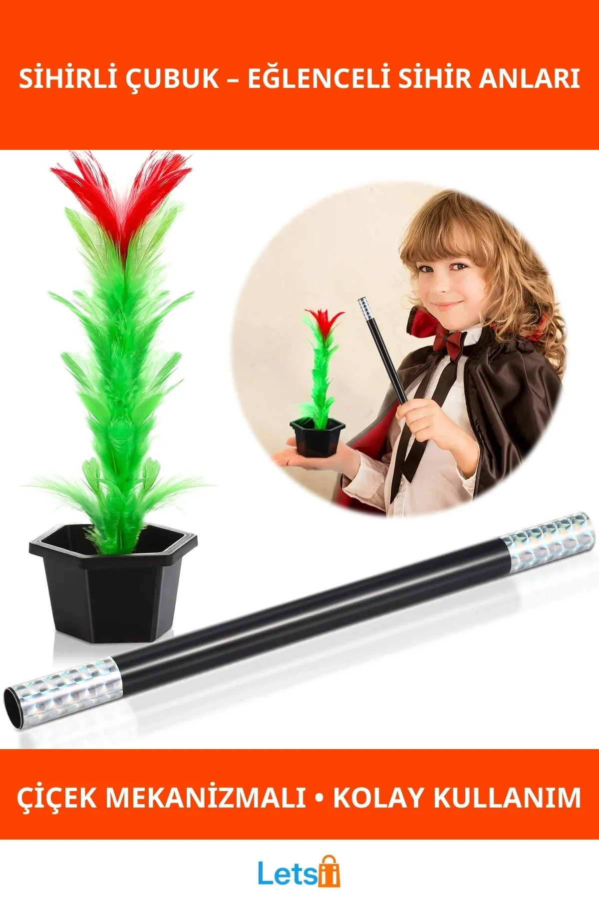 Eğlenceli Çiçek Çıkaran Sihirli Sihirbazlık Çubuğu