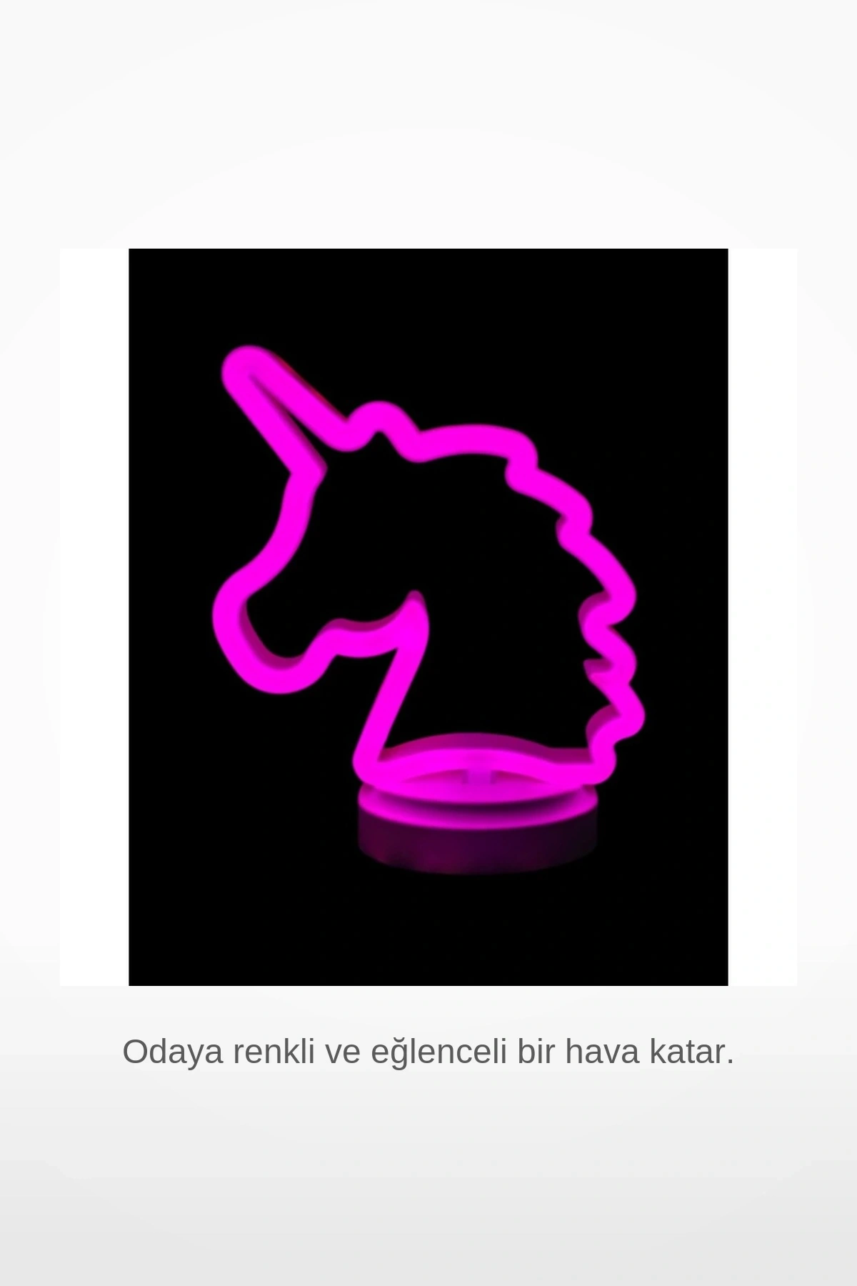 Eğlenceli Dekoratif Pembe Neon Işıklı Unicorn Figürlü USB ve Pilli Masa Gece Lambası