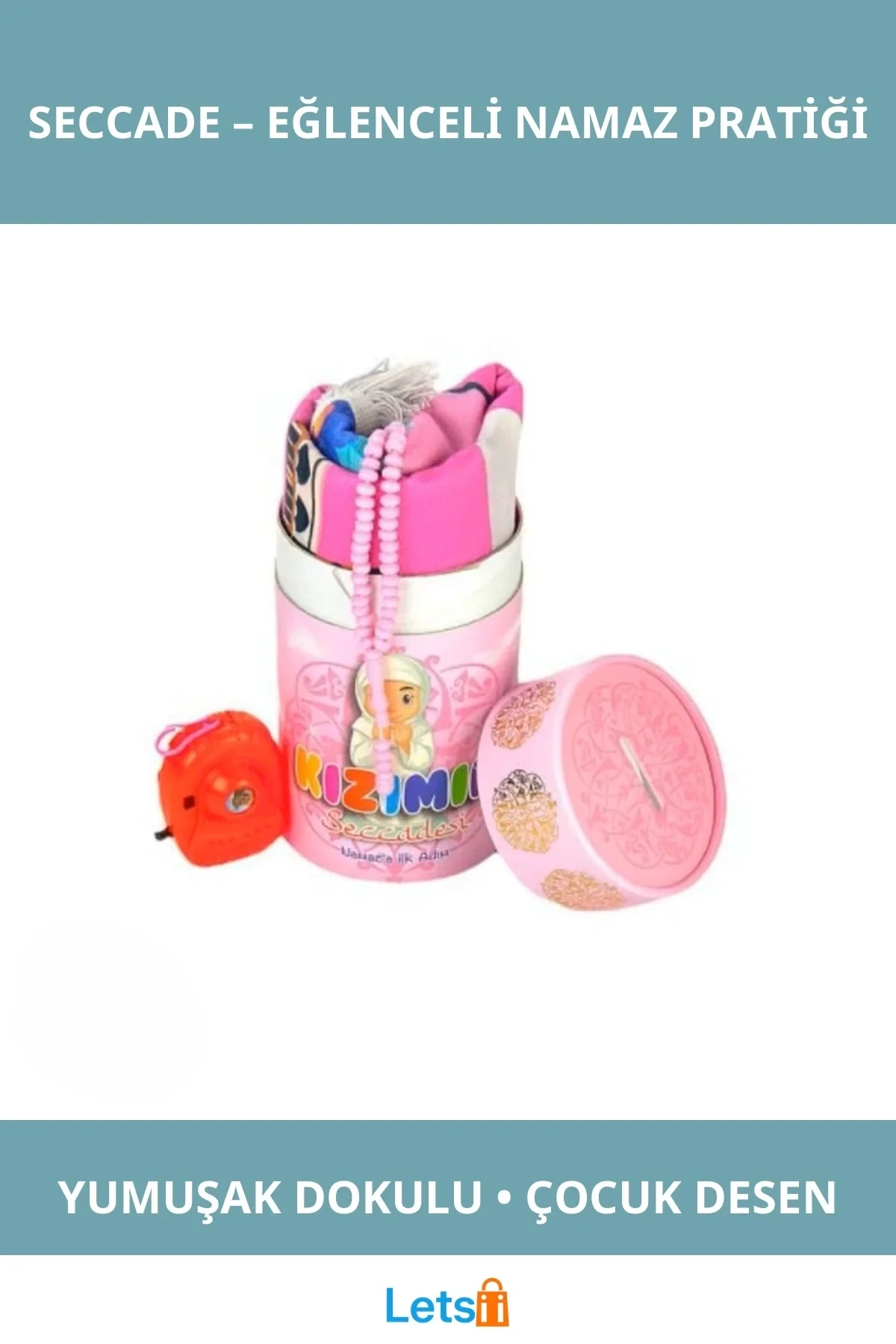 Eğlenceli Desenli Çocuk Seccadesi ve Kumbara Seti