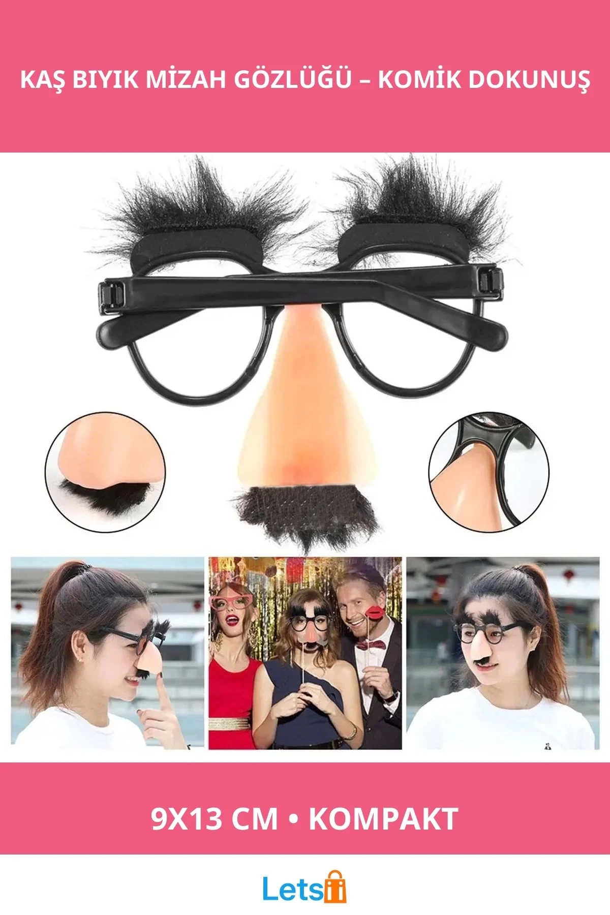 Eğlenceli Kılık Değiştirme Kaş Bıyık Mizah Gözlüğü 9x13 cm