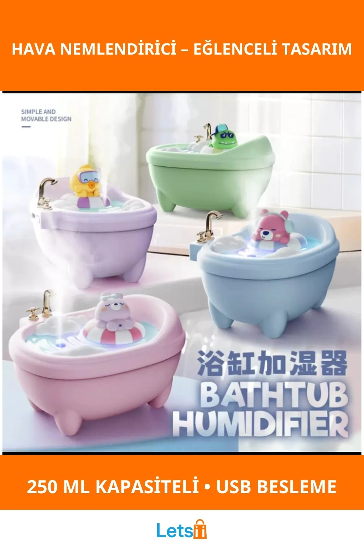 Eğlenceli Küvet Tasarımlı Hava Nemlendirici LED Işık