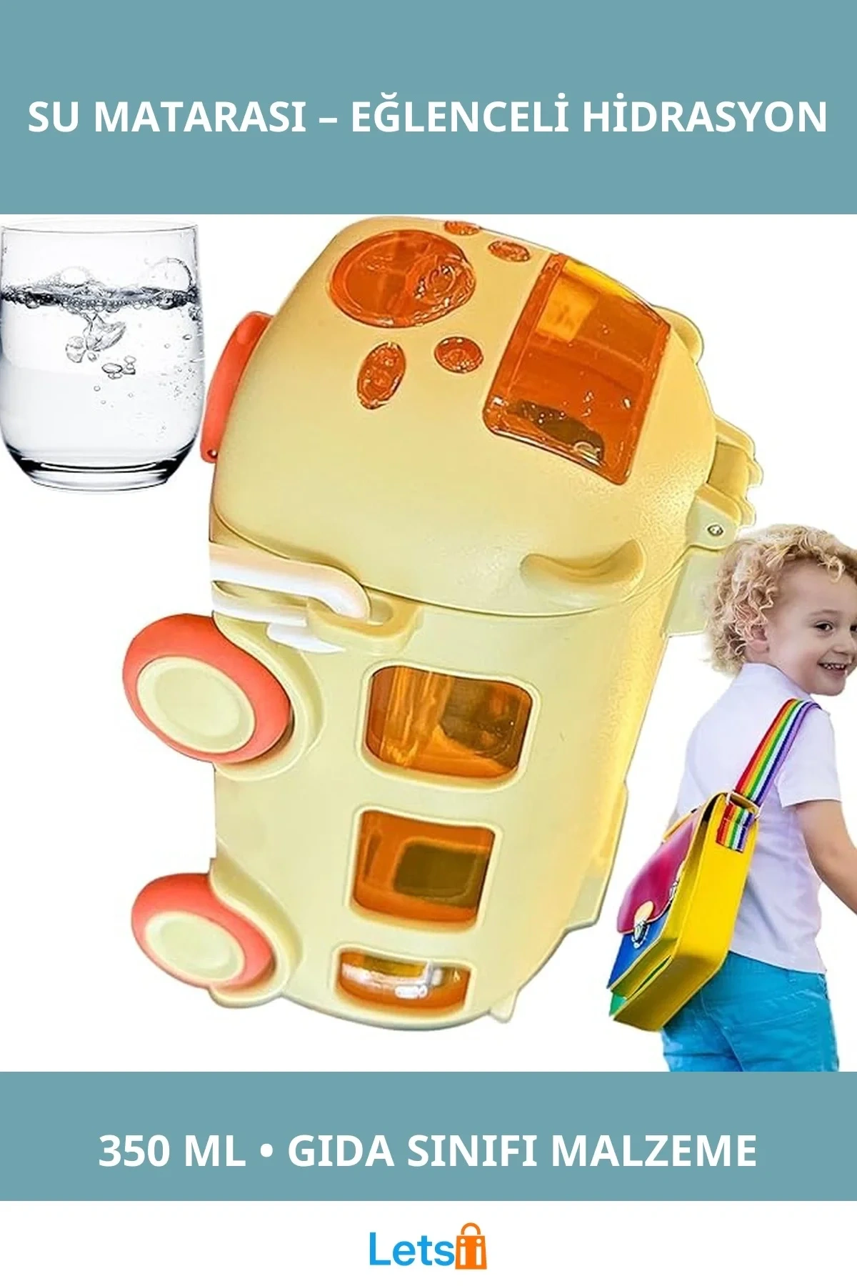 Eğlenceli Otobüs Şeklinde 500ml Su Matarası