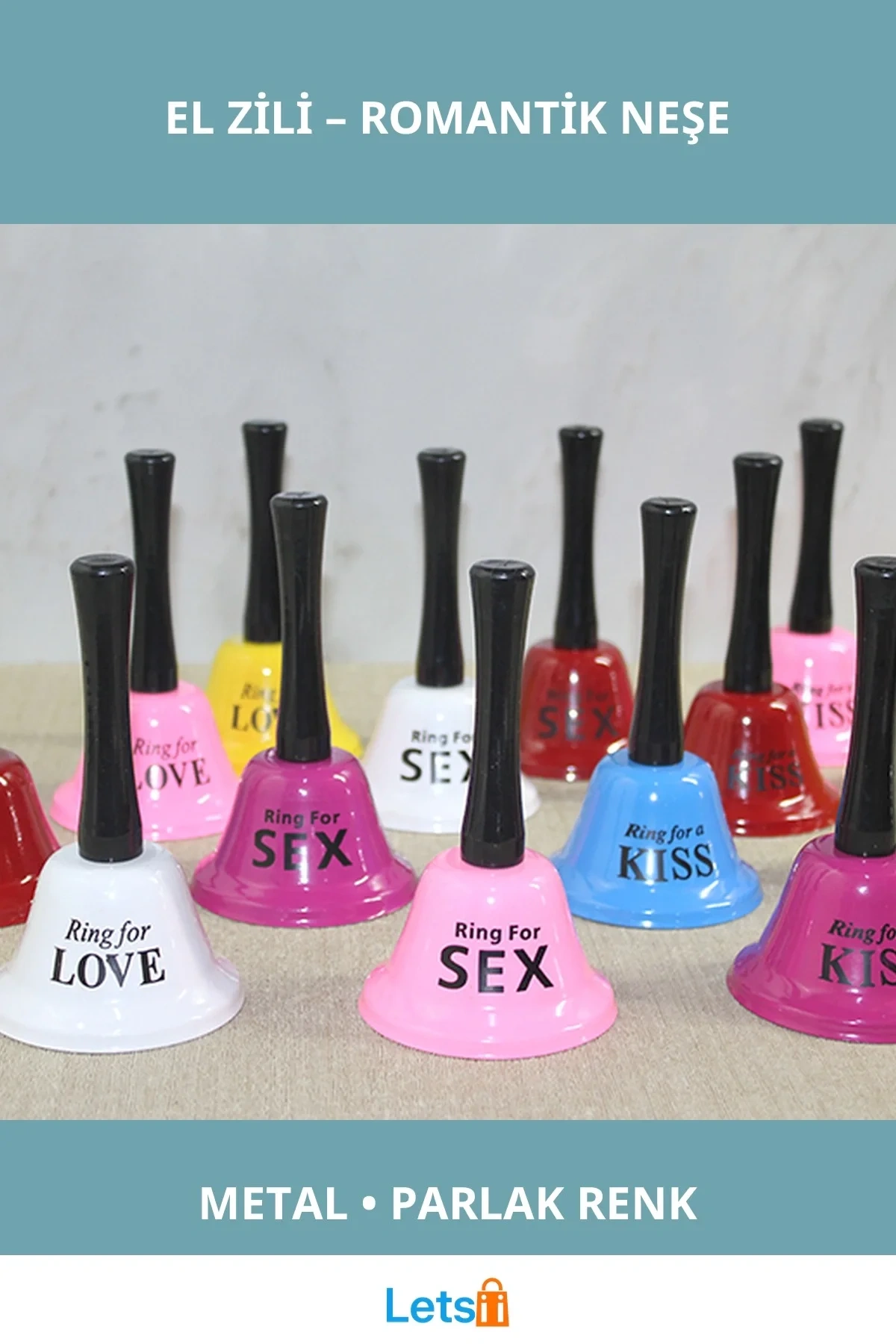 Eğlenceli Romantik Metal El Zili Sex, Kiss, Love