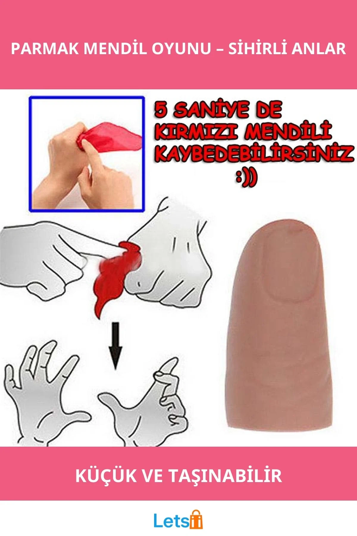 Eğlenceli Sihirli Parmak Mendil Kaybetme Oyunu İllüzyon Aksesuarı