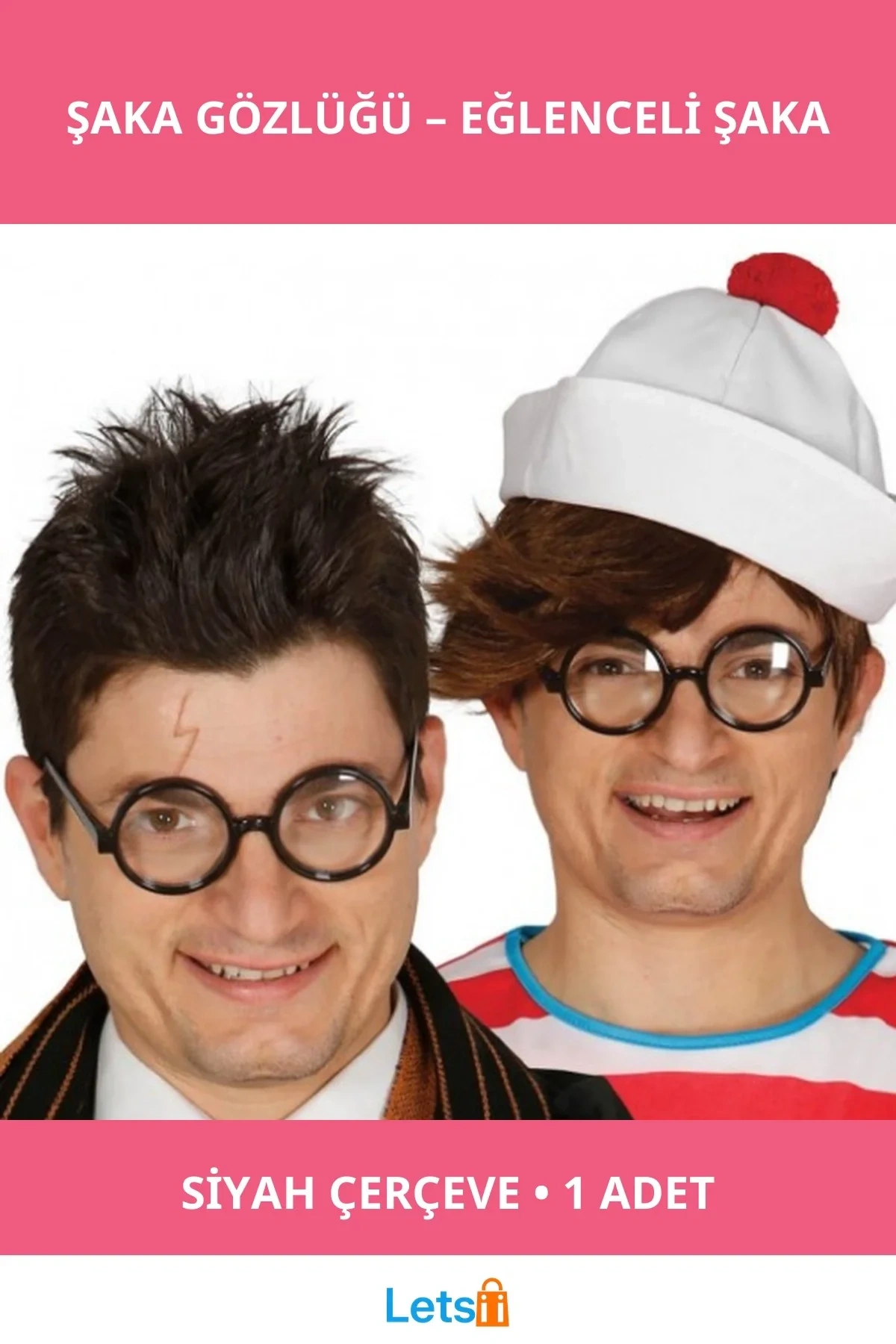 Eğlenceli Siyah Çerçeveli Numarasız Camlı Öğrenci Şaka Gözlüğü 1 Adet