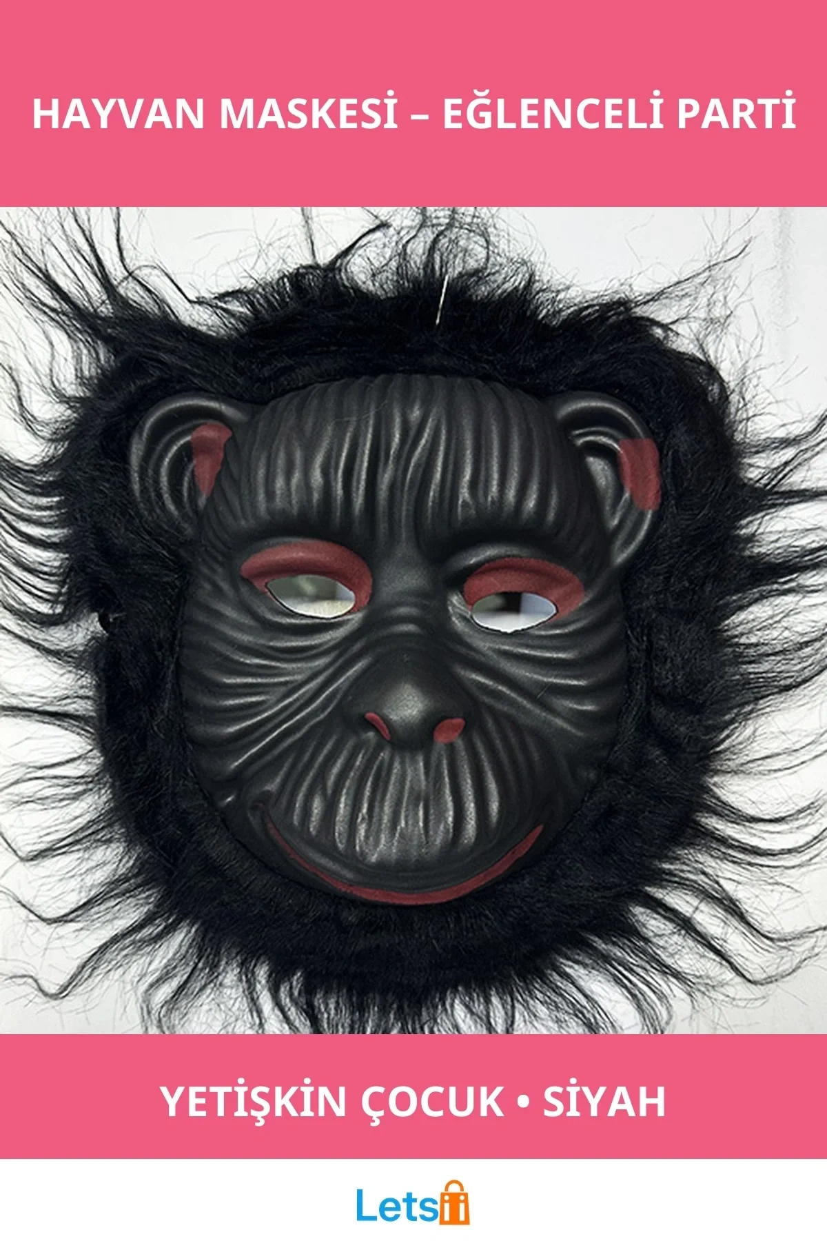 Eğlenceli Siyah Orangutan Maymun Goril Maskesi Yetişkin ve Çocuk Uyumlu