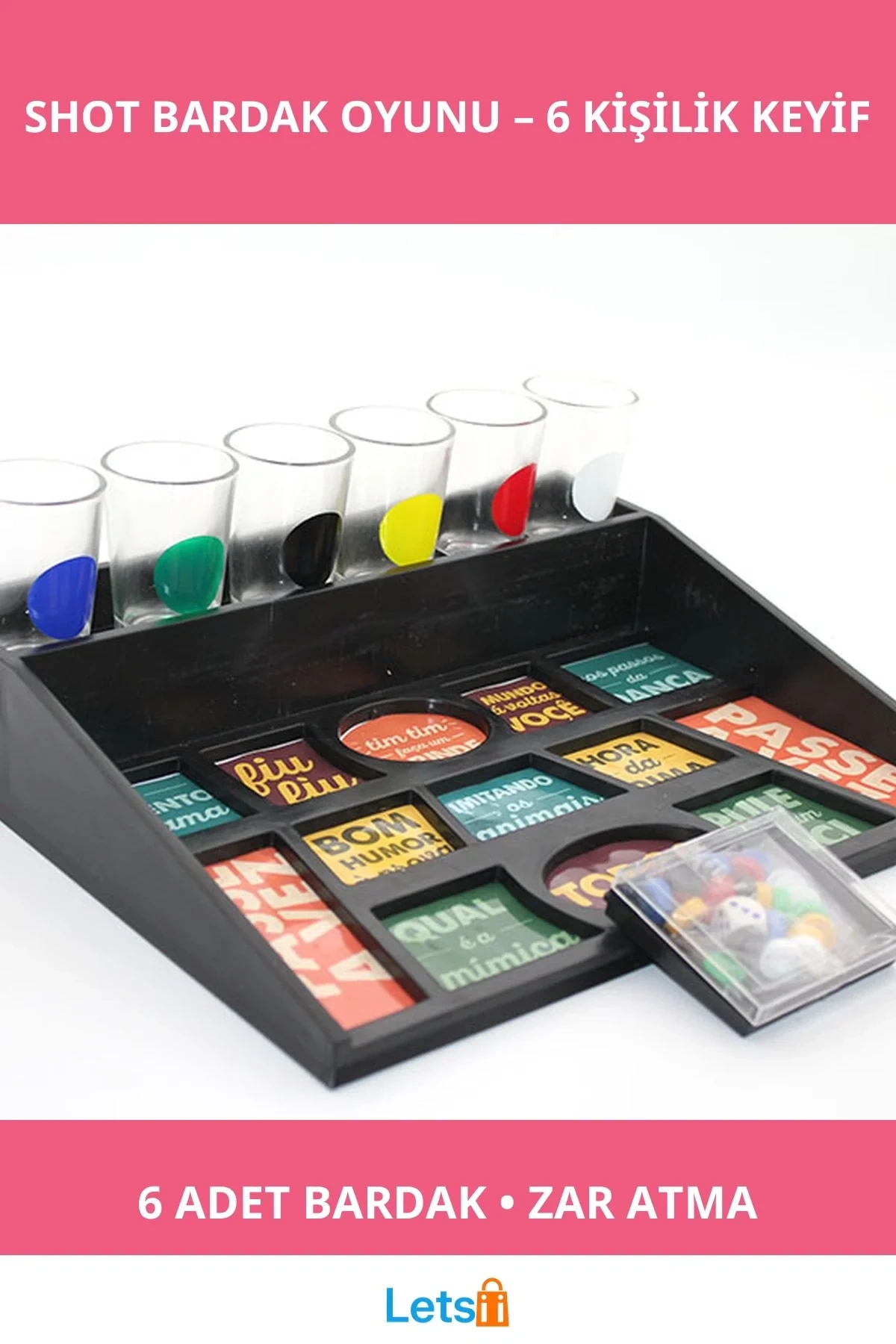 Eğlenceli Sosyal Shot Bardak Oyunu 6 Kişilik Set