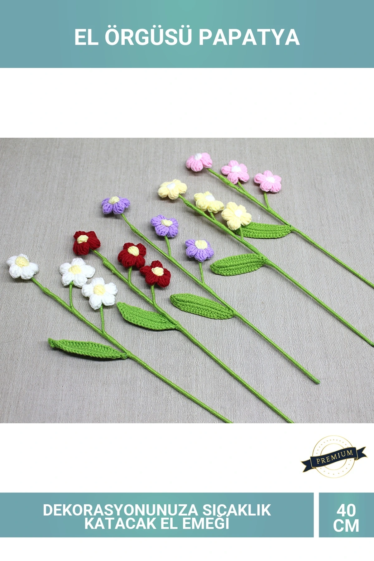 El Örgüsü 40cm Papatya Dekoratif Çiçek Aksesuarı