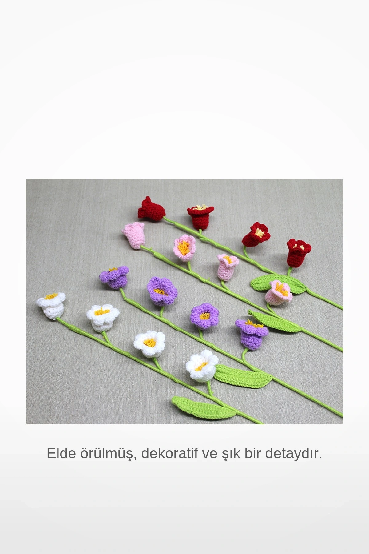 El Örgüsü Dekoratif Gelincik Çiçeği Dalı 40cm