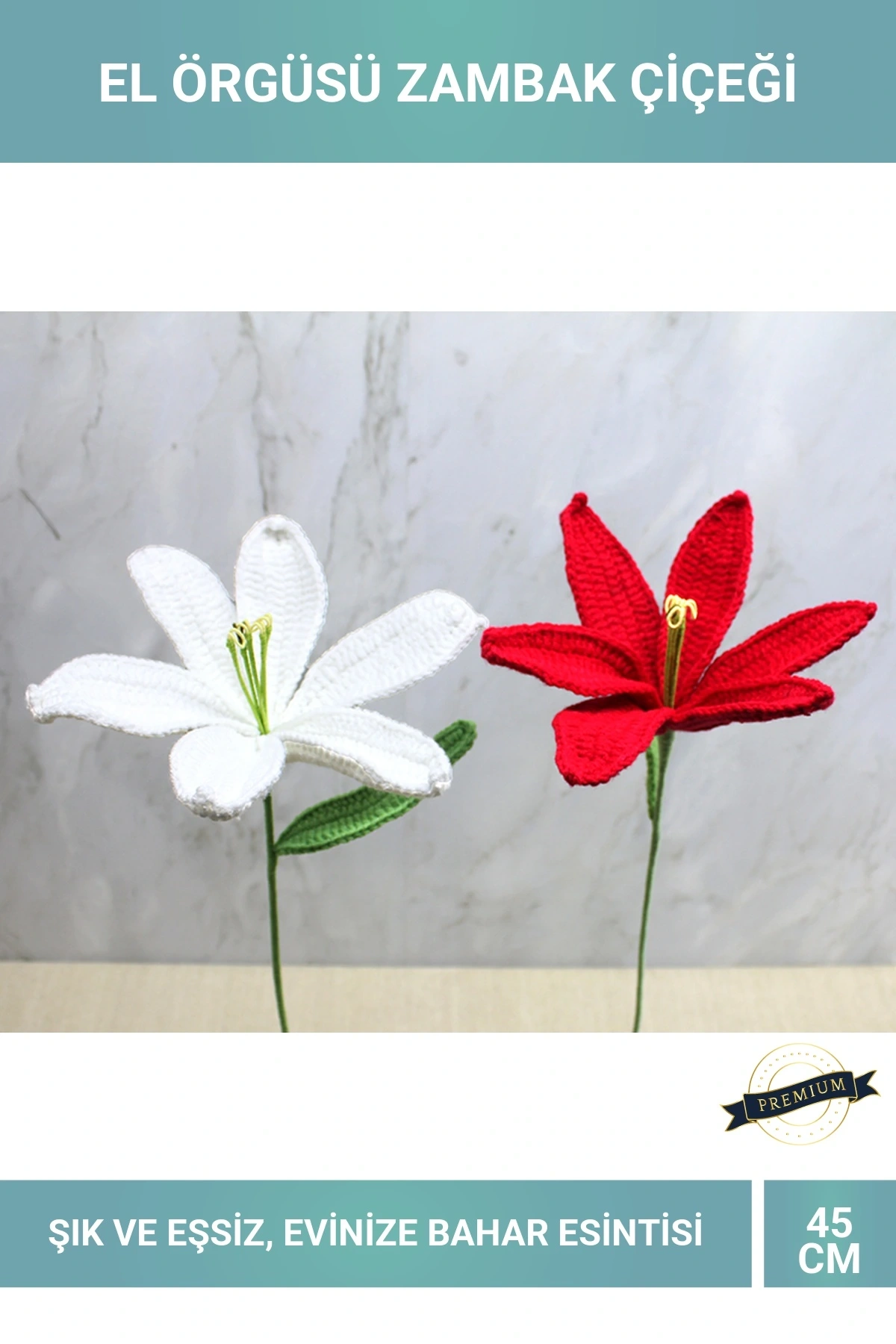 El Örgüsü Dekoratif Zambak Çiçeği 45cm Uzunluk