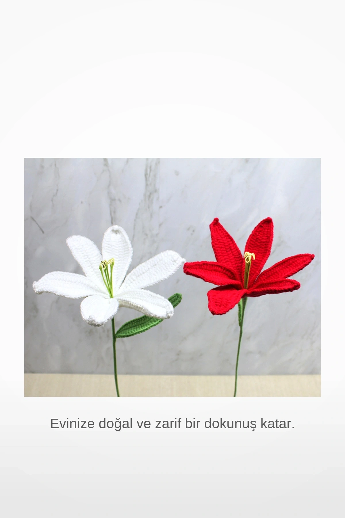 El Örgüsü Dekoratif Zambak Çiçeği 45cm Uzunluk