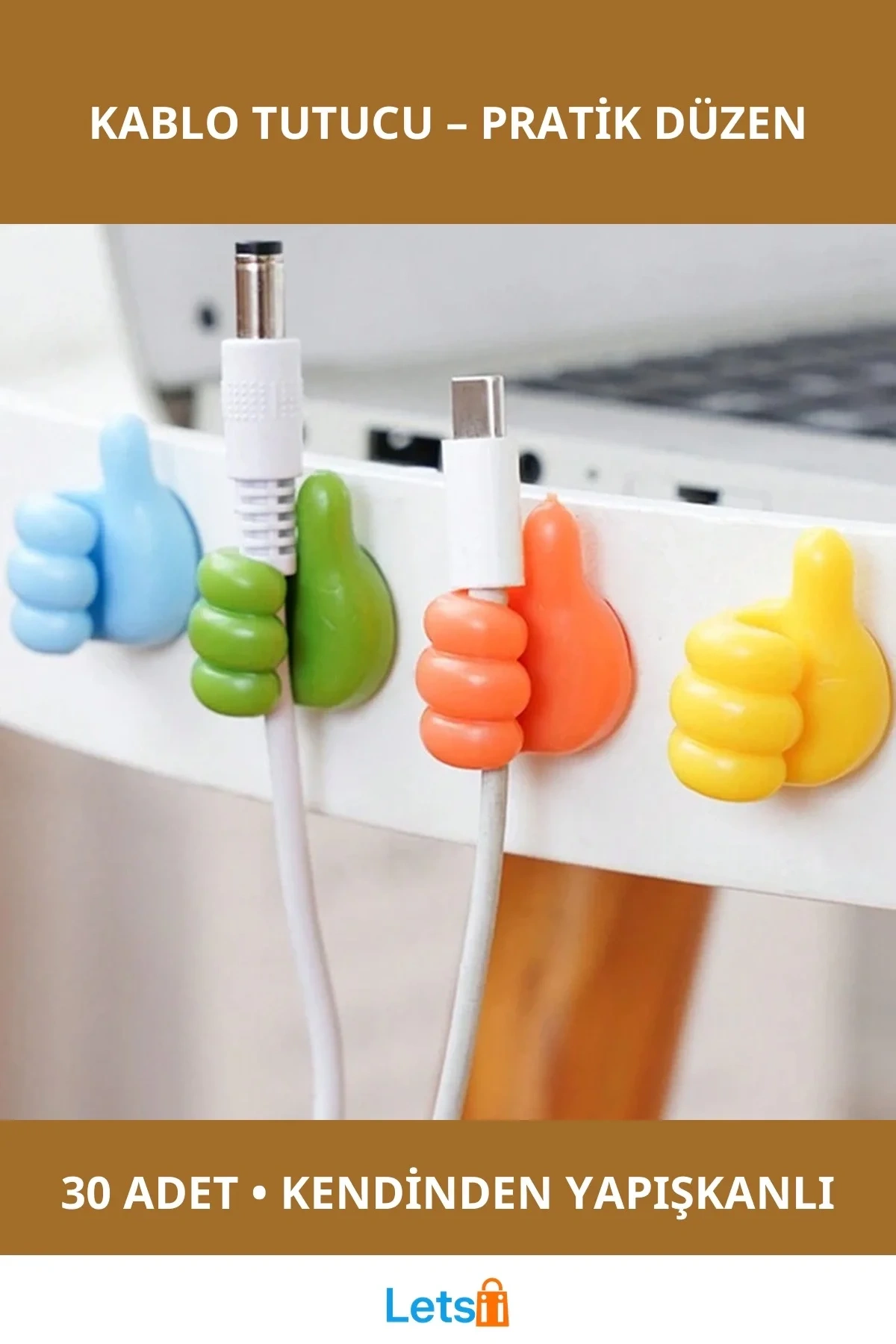 El Şeklinde Kablo Tutucu 30 Adet Çok Amaçlı Sevimli Kanca