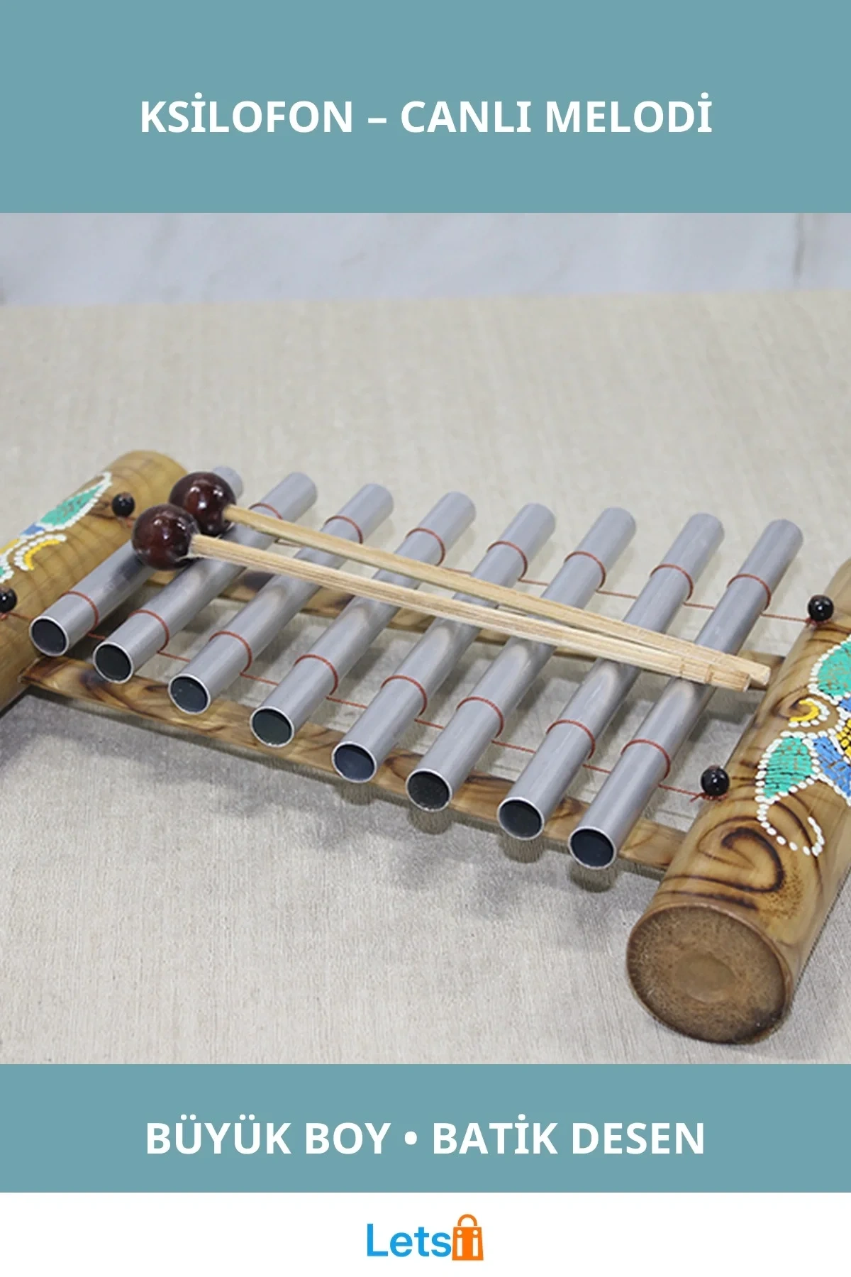 El Yapımı Ahşap Batikli Ksilofon Büyük Boy No 1