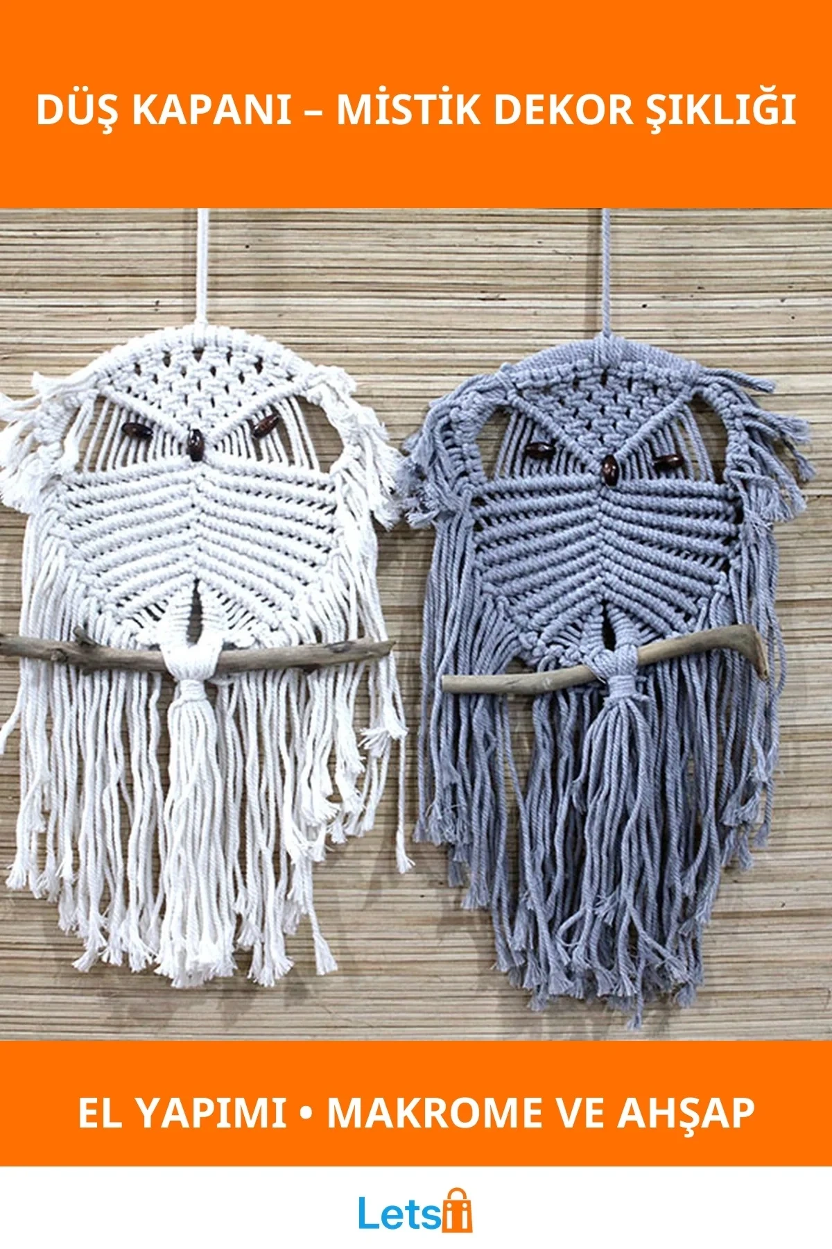 El Yapımı Baykuşlu Düş Kapanı Bohem Dekoratif Aksesuar