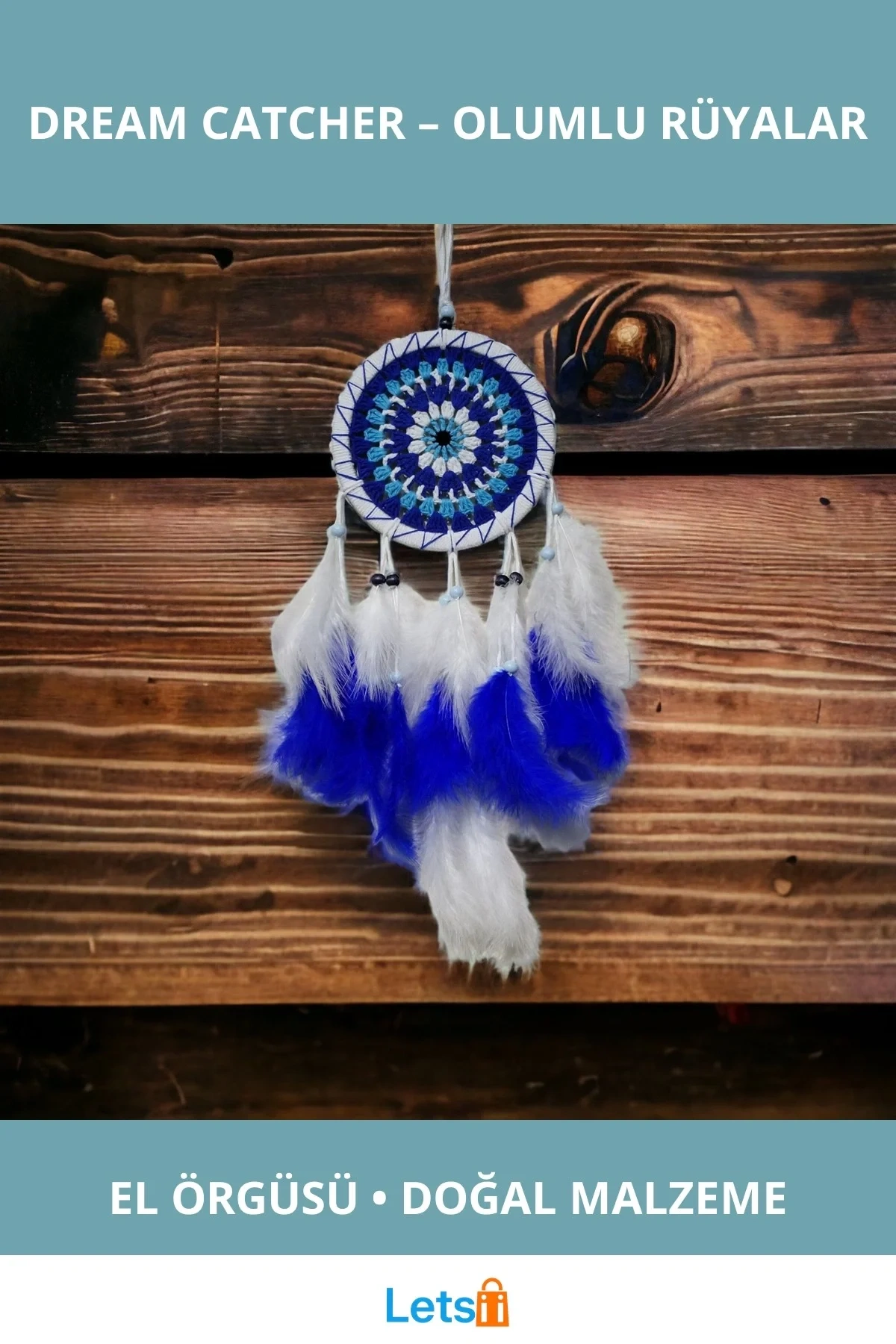 El Yapımı Doğal Rüya Kovanı Dream Catcher 50 cm