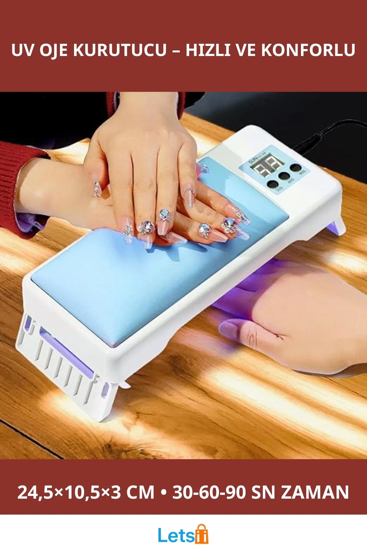 El Yastıklı UV Oje Kurutucu Pembe Deri 30 60 90 Saniye Ayarlamalı