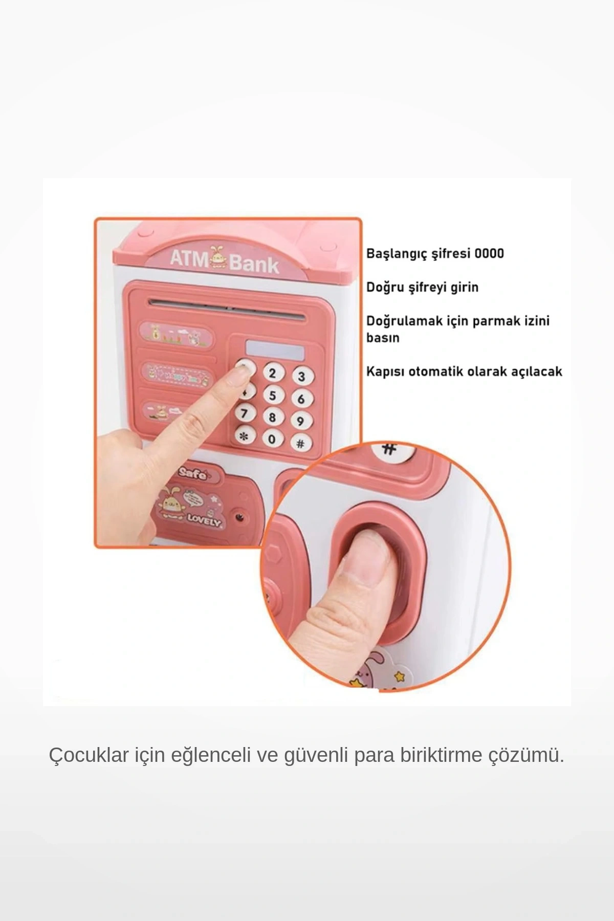 Elektronik ATM Kumbara Şifreli Parmak İzi Otomatik Kağıt Para Çekme Çocuk Tasarruf Oyuncak