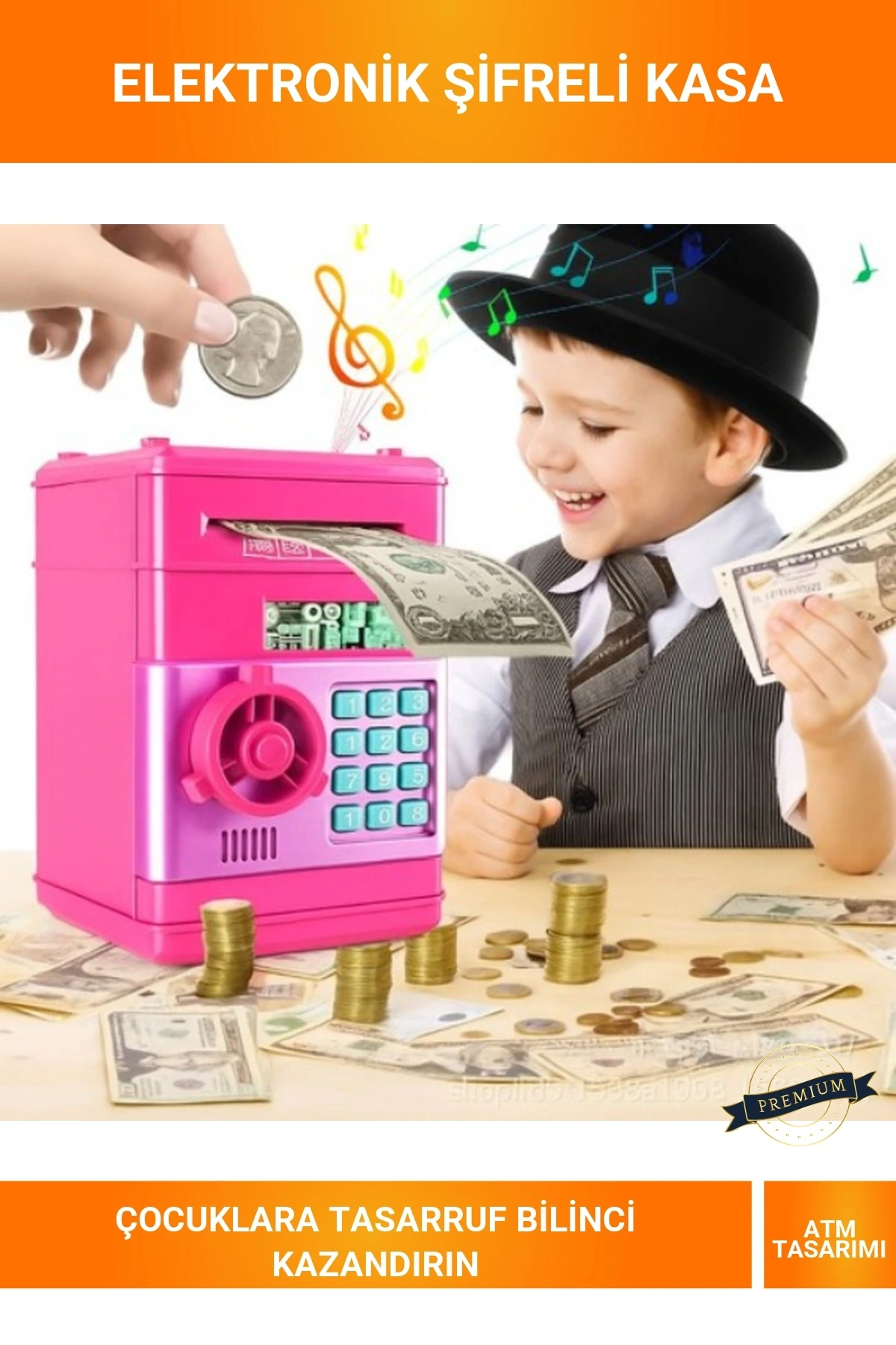 Elektronik Şifreli Kasa Otomatik ATM Kumbara Para Çekme Özellikli Çocuk Tasarruf Oyuncak