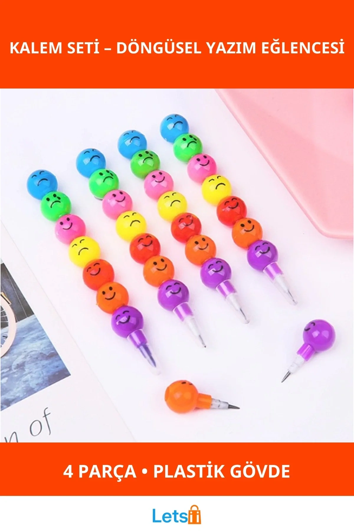 Emojili Renkli Yumurtlayan Kalem 4lü Set