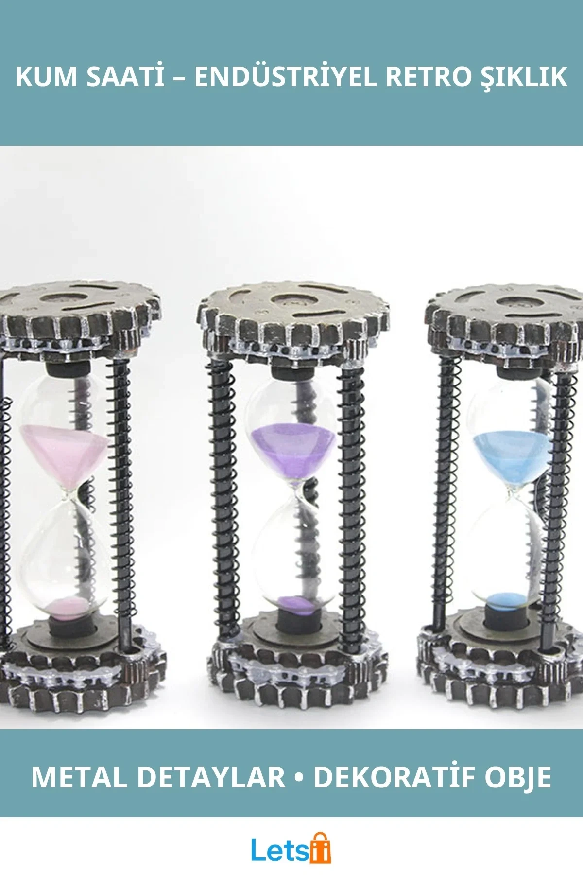 Endüstriyel Retro Tasarım Metal Kum Saati