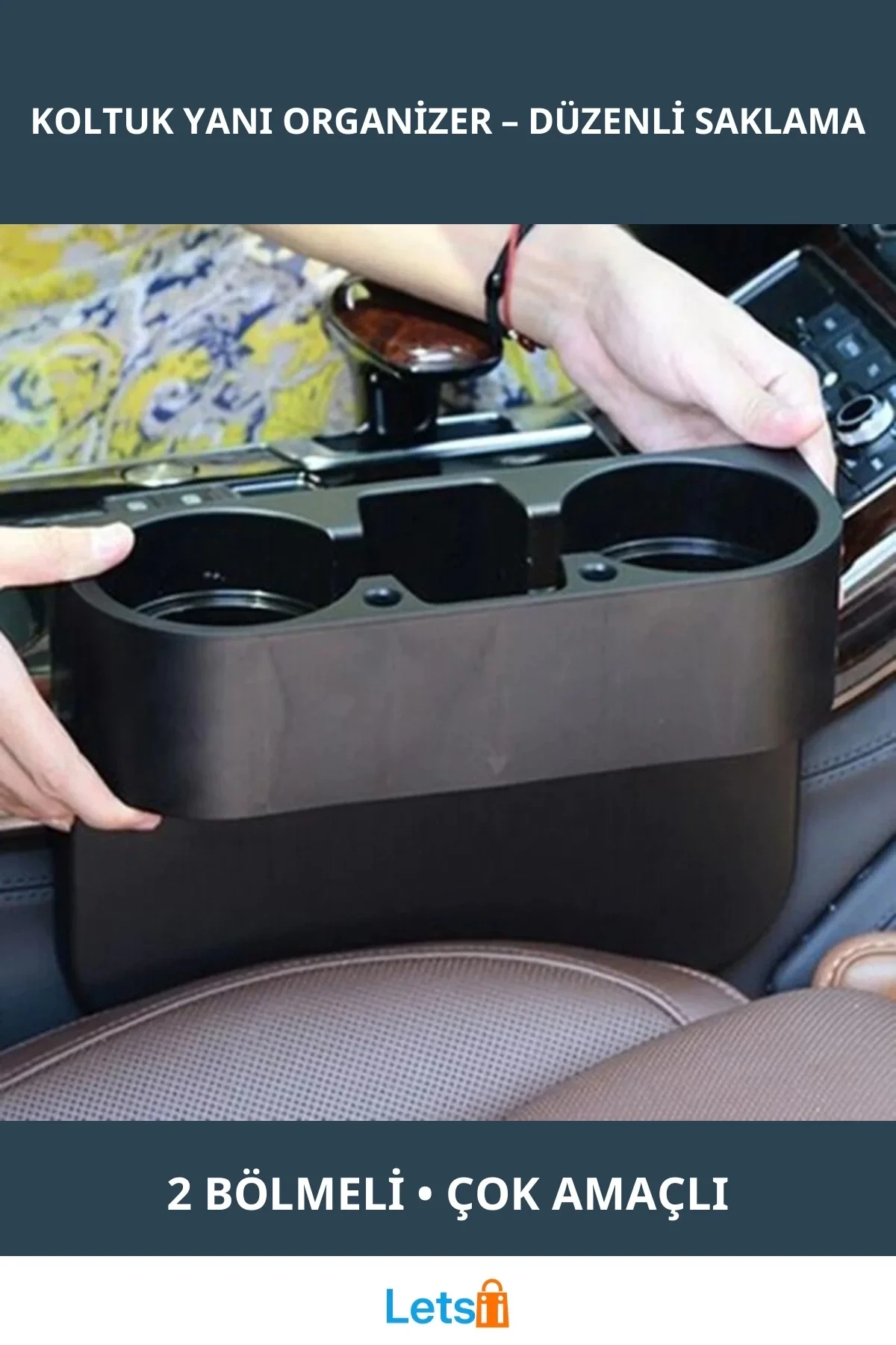 Ergonomik Araç İçi Koltuk Yanı Bardak Tutucu Organizer