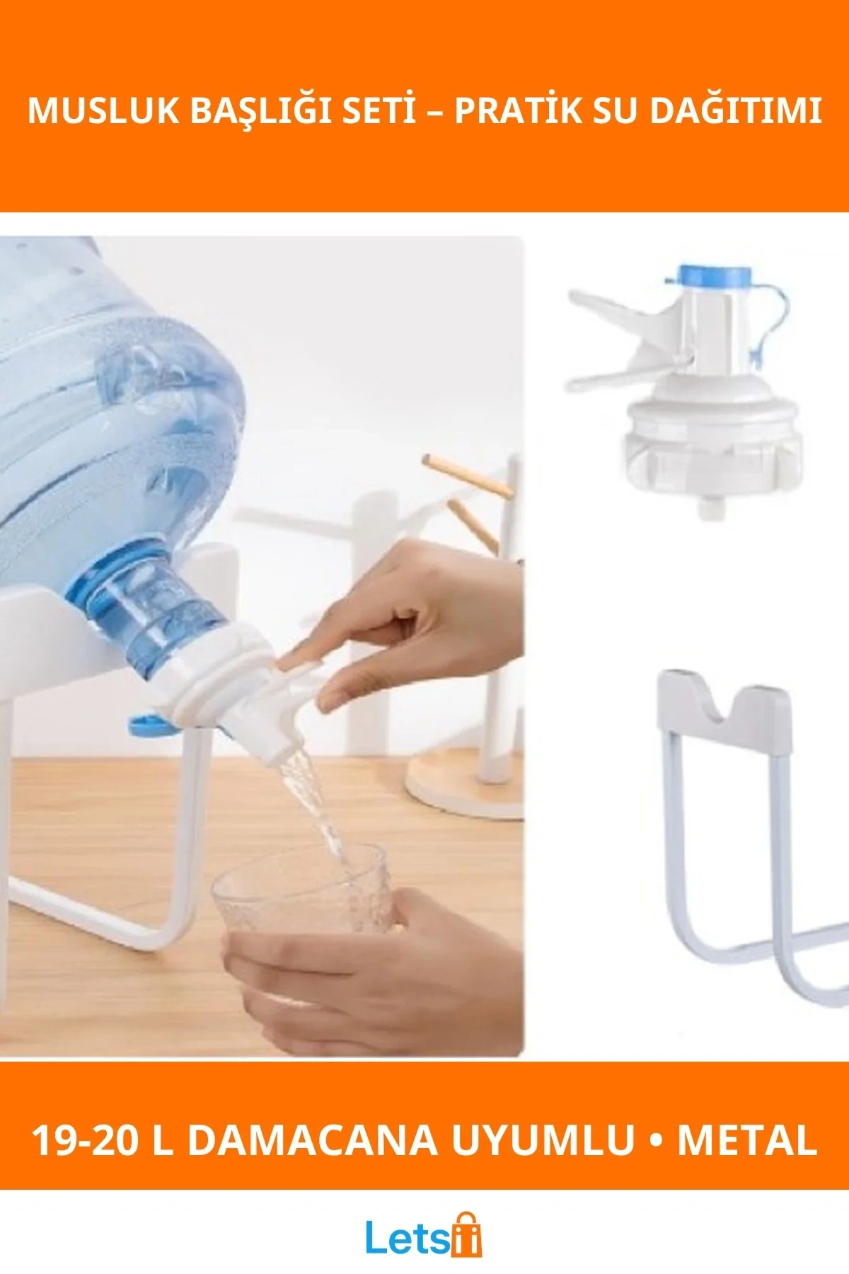 Ergonomik Damacana Musluk Başlığı ve Dayanıklı Metal Ayak Standı