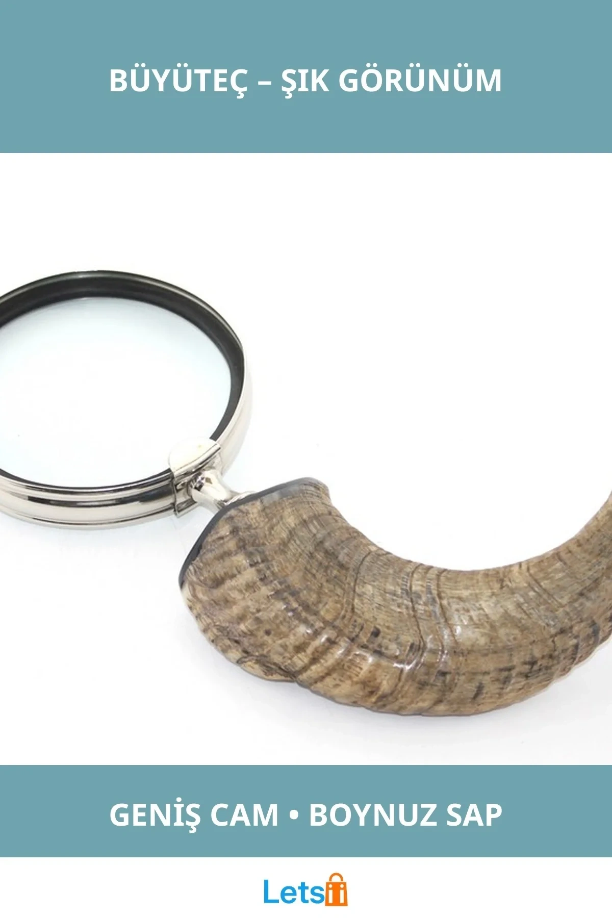 Ergonomik Doğal Boynuz Saplı Büyüteç Model 2