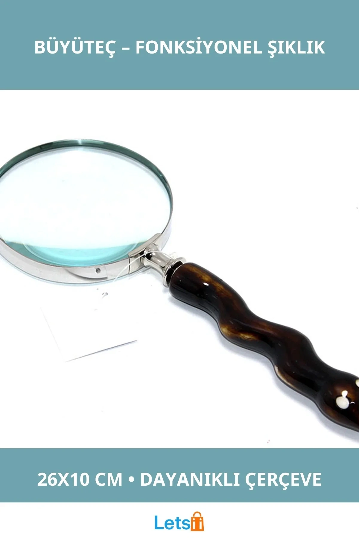 Ergonomik Doğal Boynuz Saplı Dayanıklı Büyüteç 26x10 cm