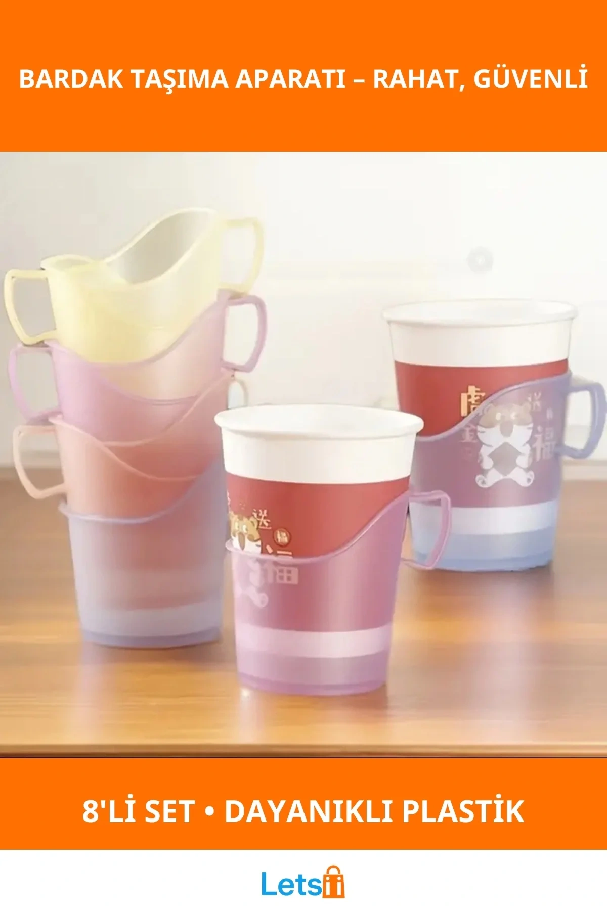 Ergonomik Karton Bardak Taşıma Aparatı 8li Pratik Set