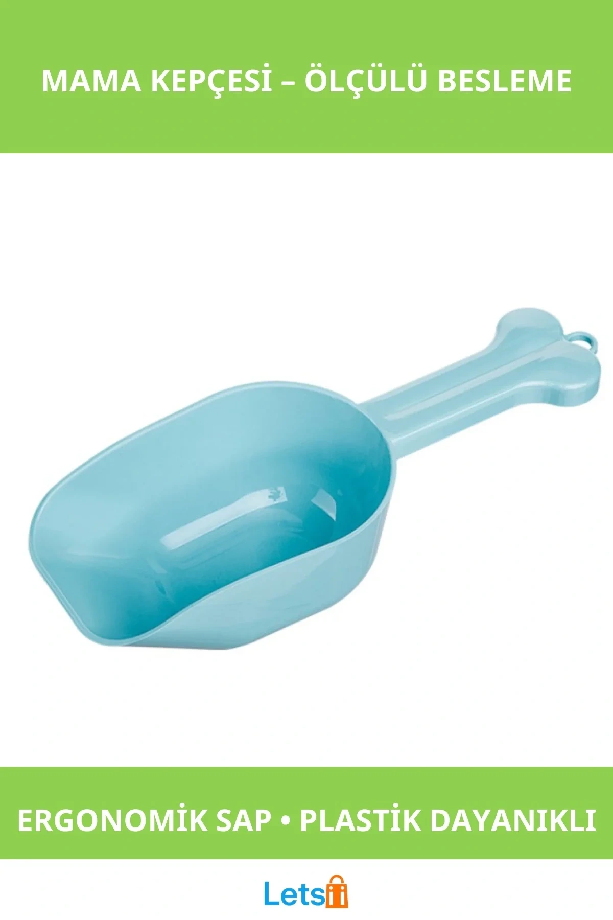 Ergonomik Kemik Şeklinde Dayanıklı Plastik Kedi ve Köpek Mama Kepçesi