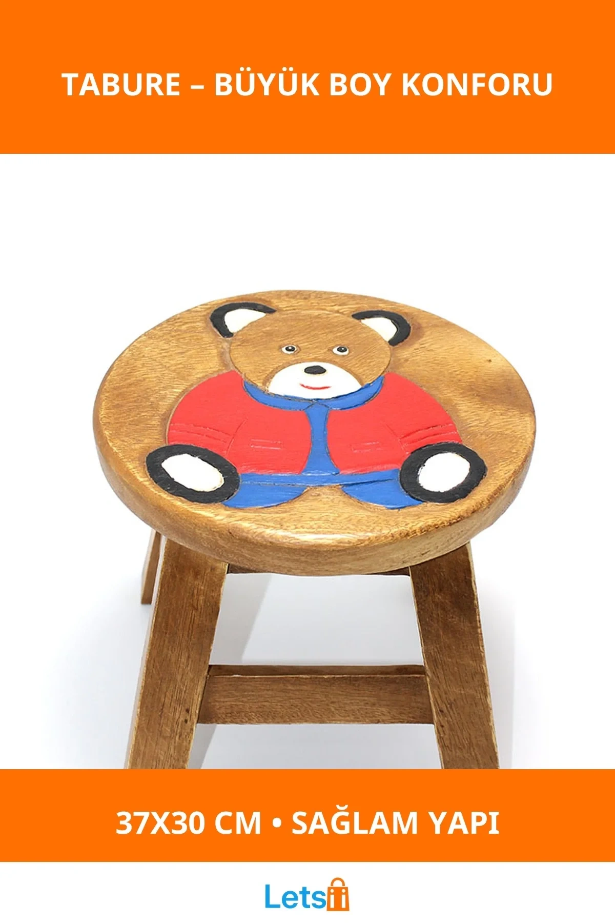 Ergonomik Renkli Büyük Boy Çocuk Taburesi 37x30 cm