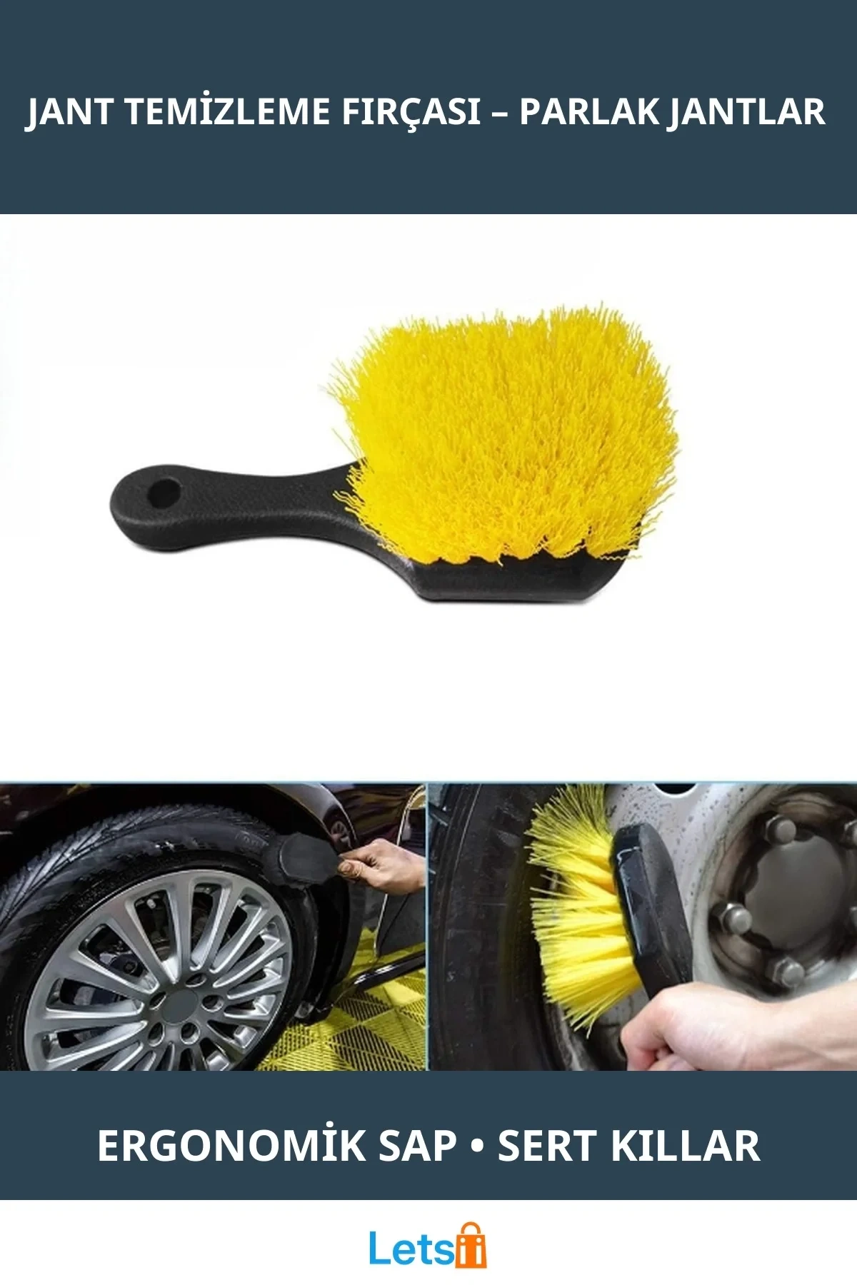 Ergonomik Sarı Jant Temizleme Fırçası Derinlemesine Temizlik