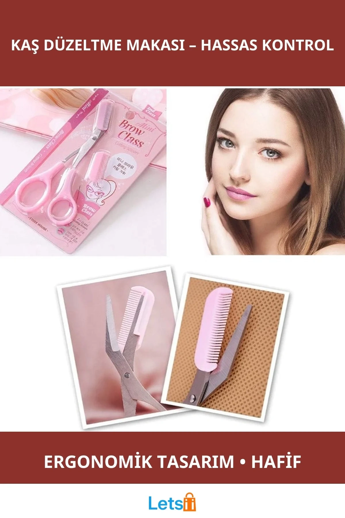 Ergonomik Taraklı Kaş Düzeltme Makası