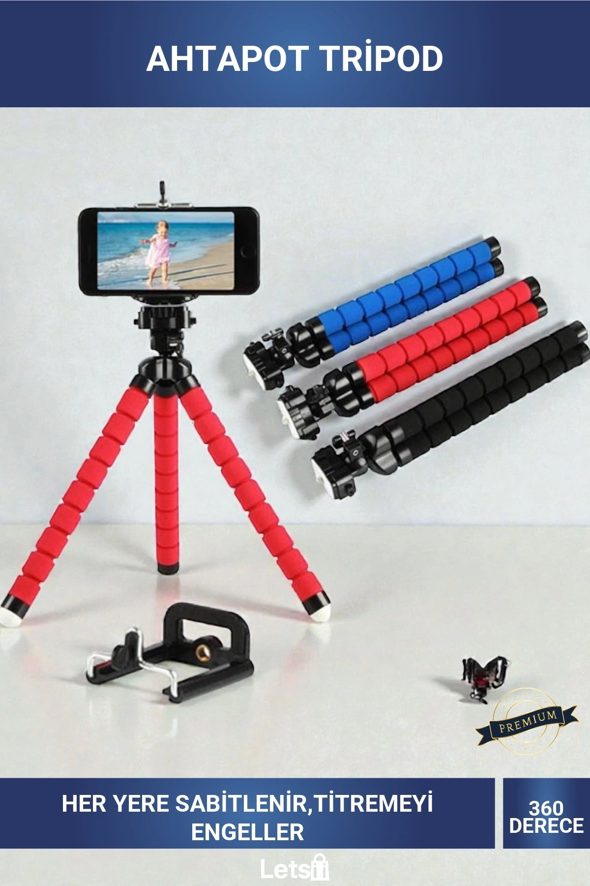 Esnek Akrobat Ayaklı Ahtapot Selfie Tripod Telefon Tutucu ve Kamera Standı 360° Dönebilen