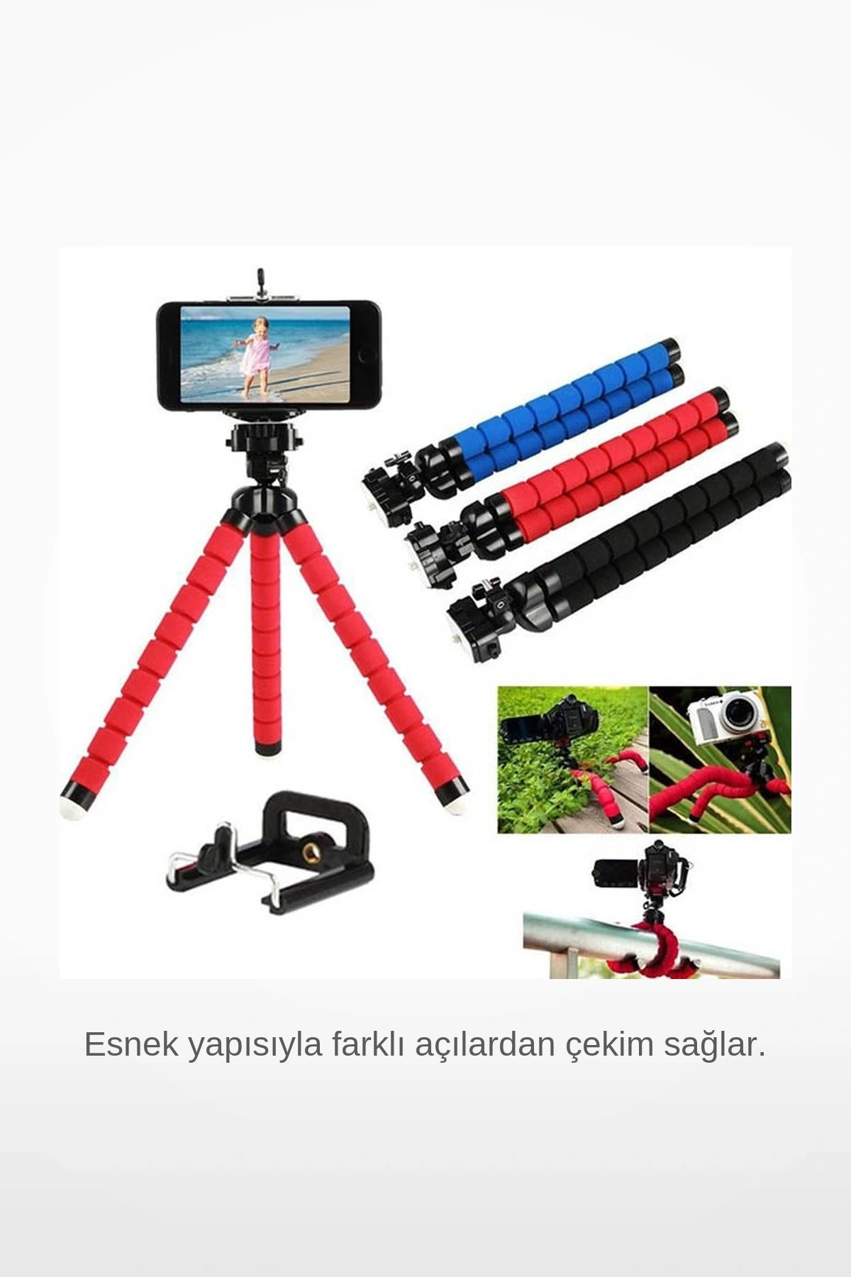 Esnek Akrobat Ayaklı Ahtapot Selfie Tripod Telefon Tutucu ve Kamera Standı 360° Dönebilen