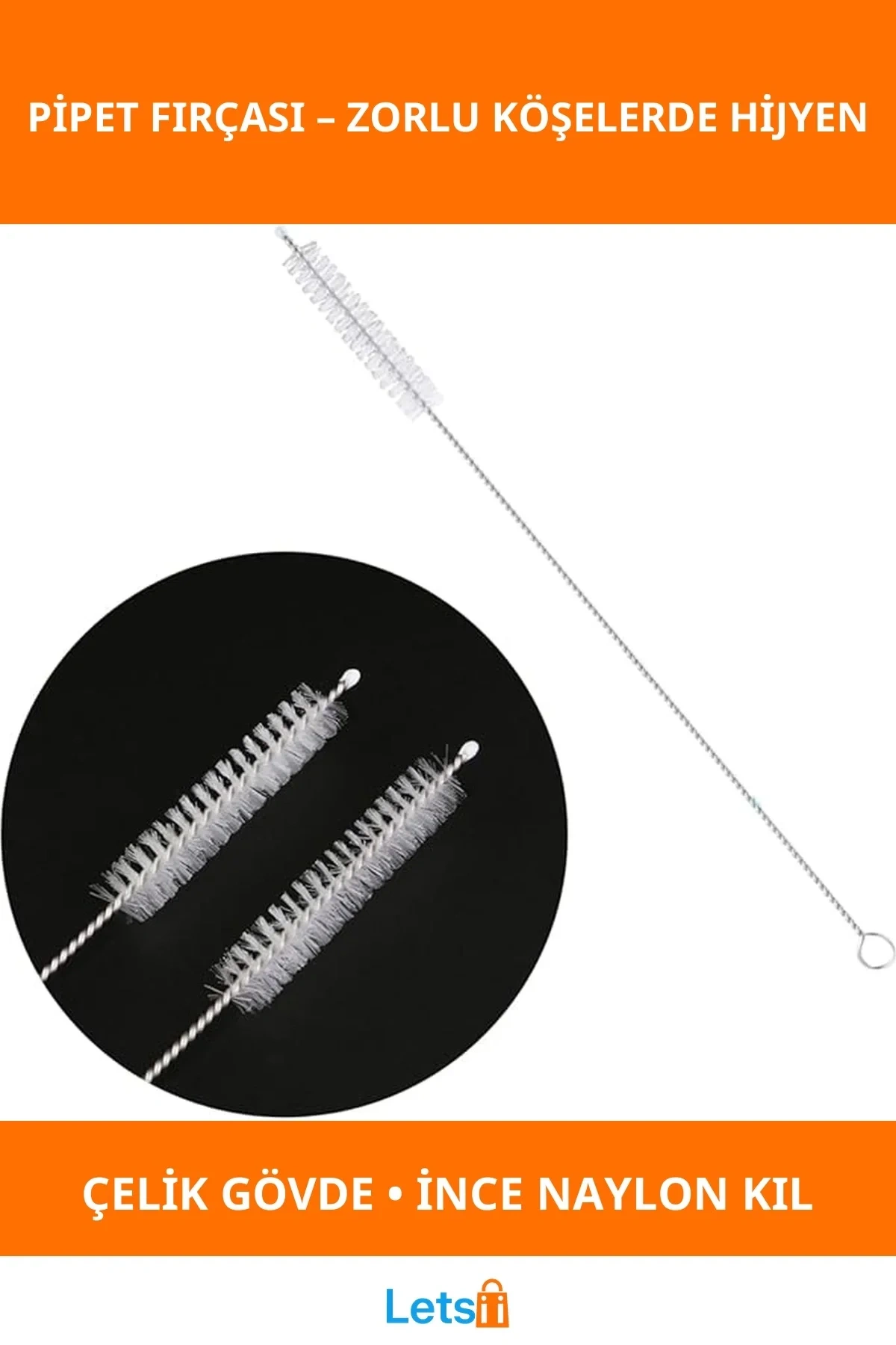 Esnek Çelik Pipet Temizleme Fırçası