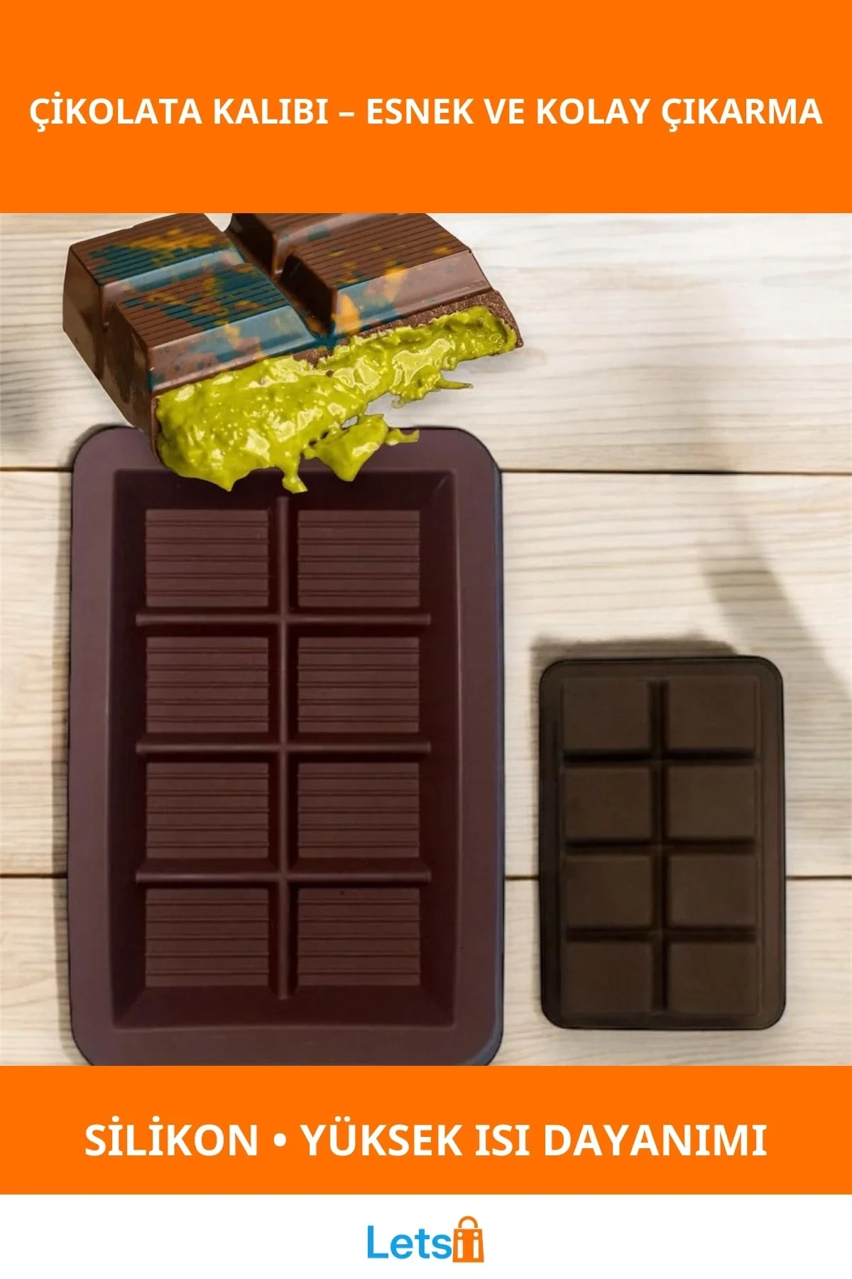 Esnek Dayanıklı Silikon Dubai Çikolata Kalıbı 14x9 cm
