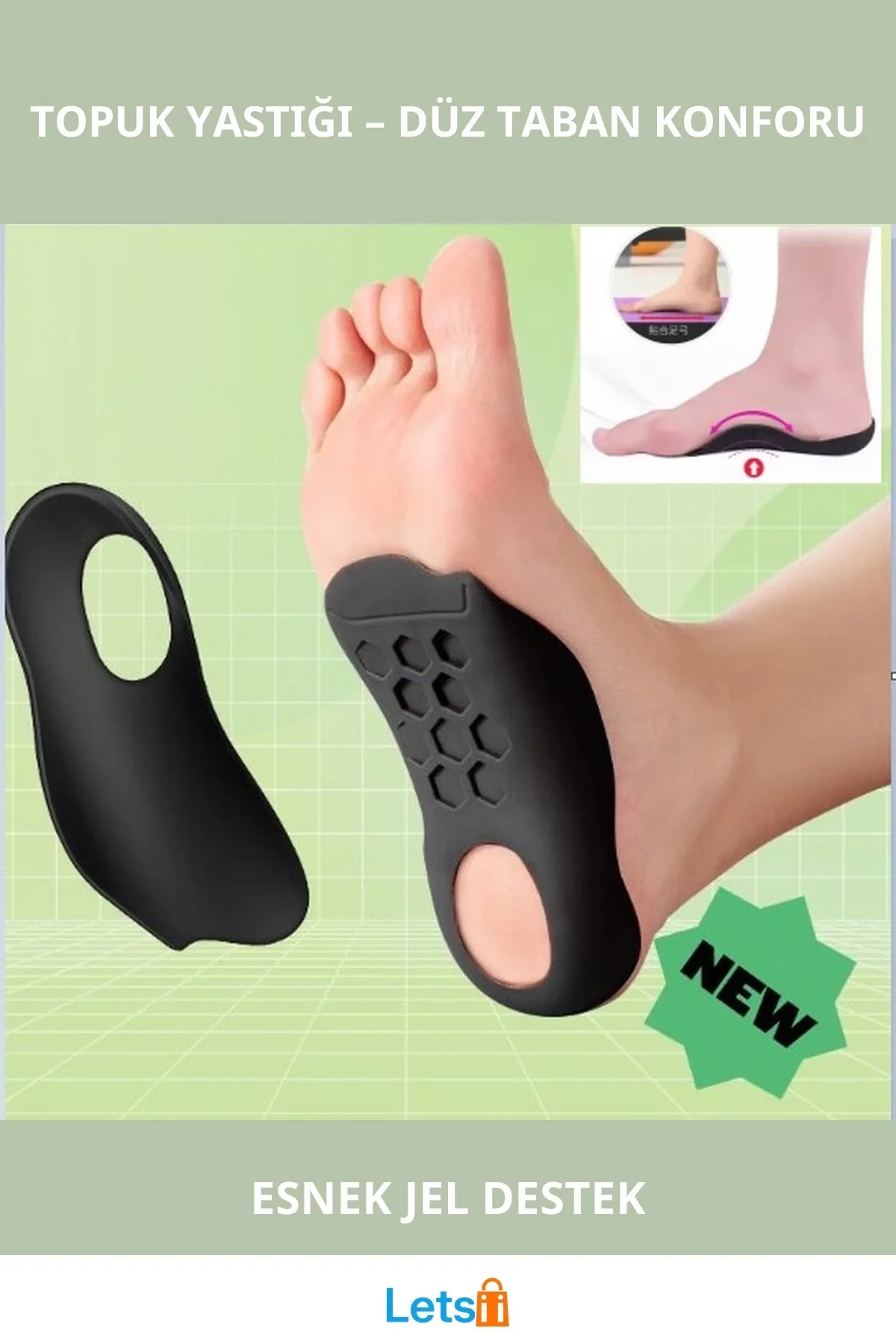 Esnek Düz Taban Düzeltici Topuk Yastığı Yumuşak Silikon