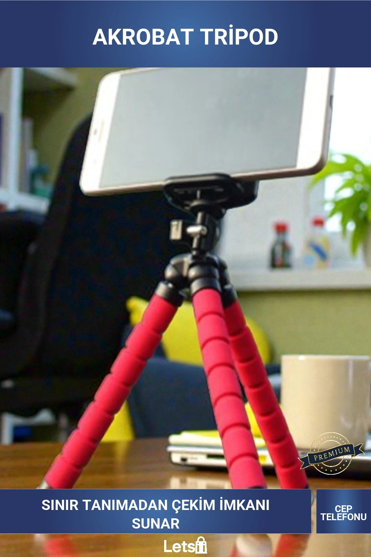 Esnek Hareketli Eklemli Akrobat Telefon Tripod Standı Kaymaz Sünger Gövde ve Tutucu