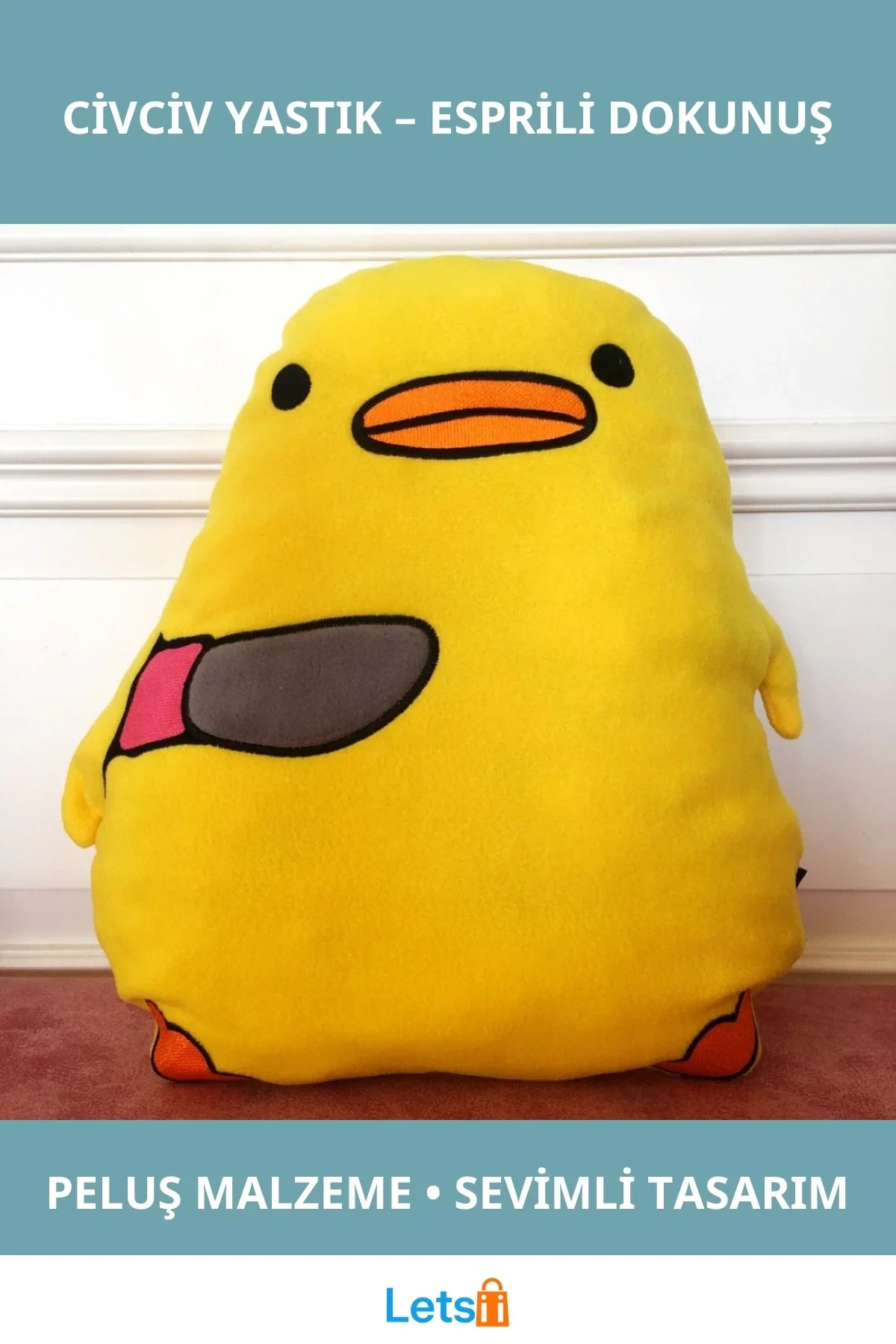 Esprili Belalı Civciv Yastık 40cm Dekoratif Hediyelik