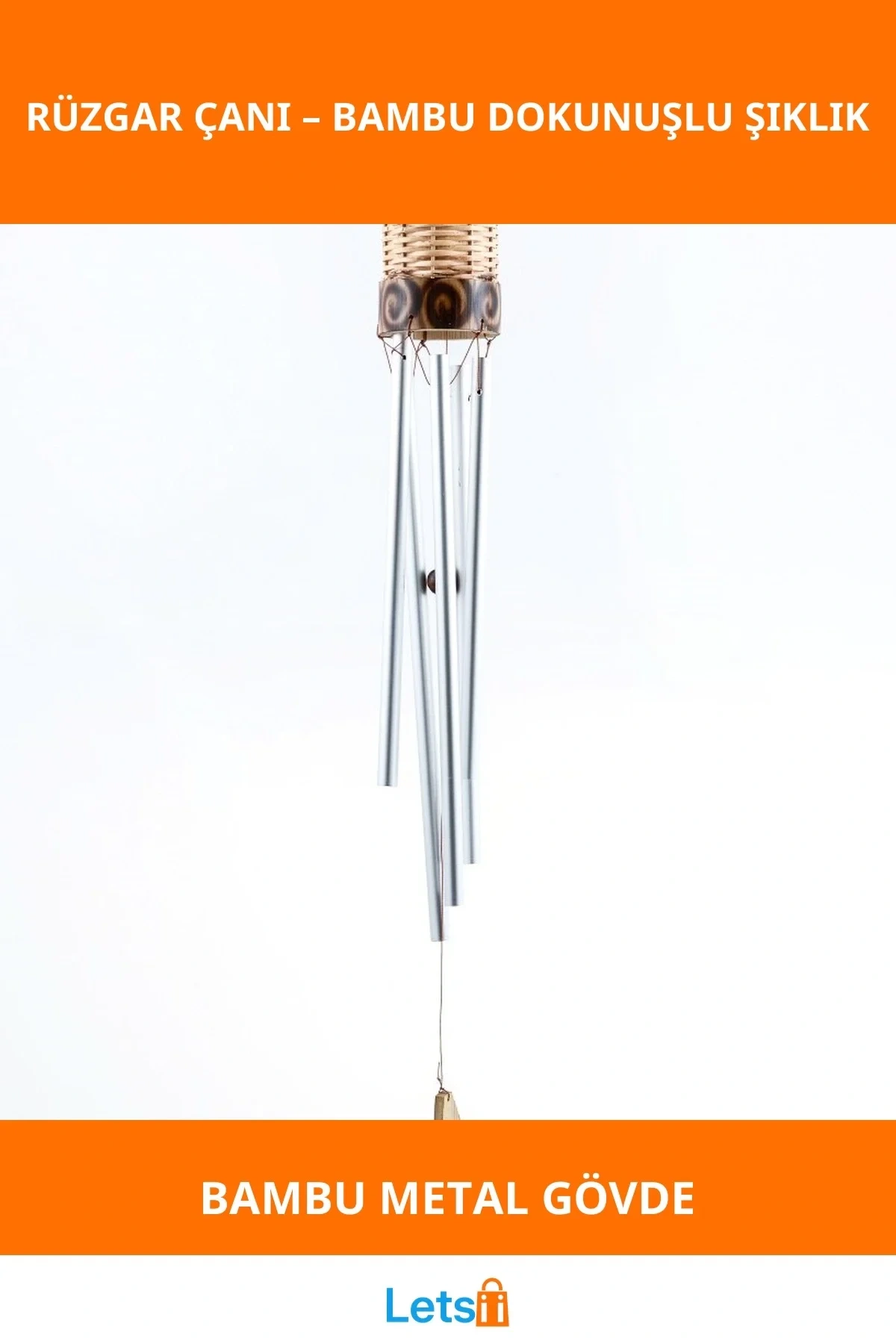 Estetik Bambu Metal Rüzgar Çanı Bahçe ve Balkon Dekorasyonu