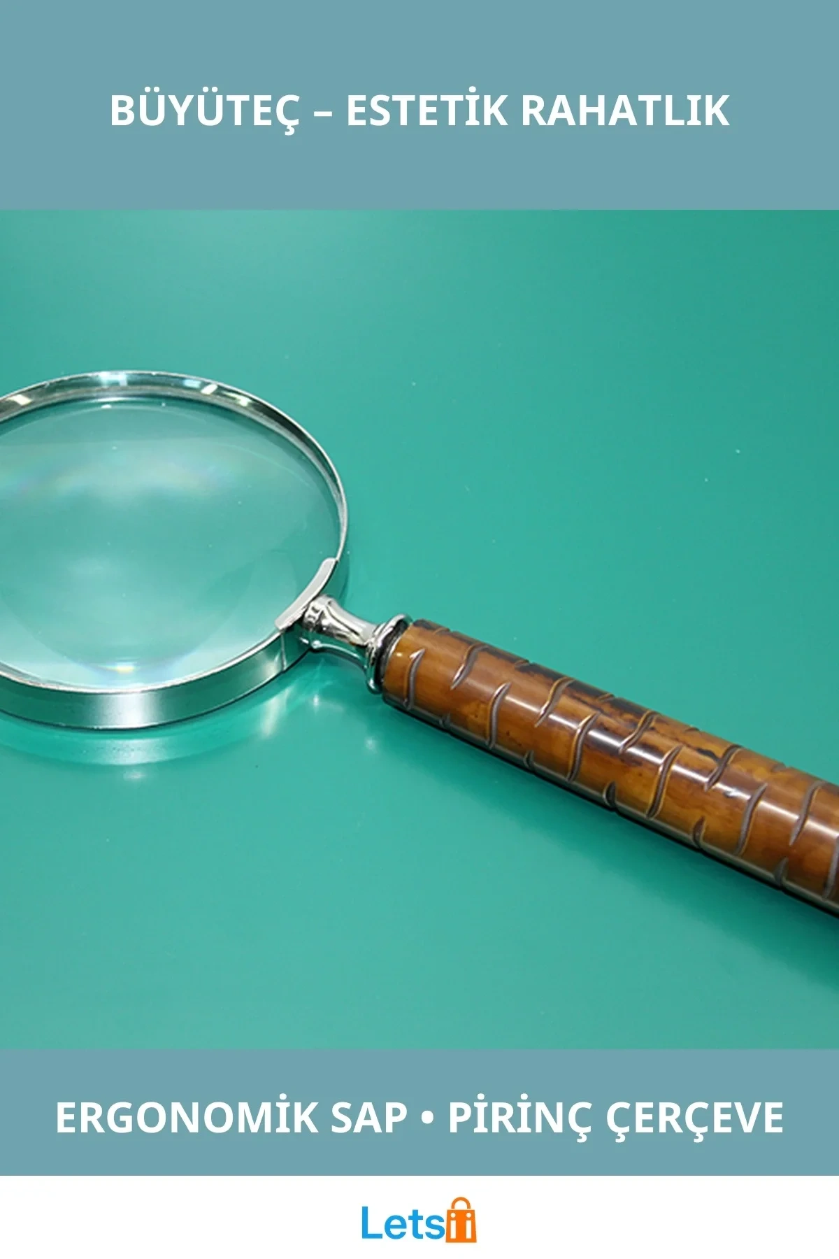 Estetik Boynuz Saplı Pirinç Büyüteç