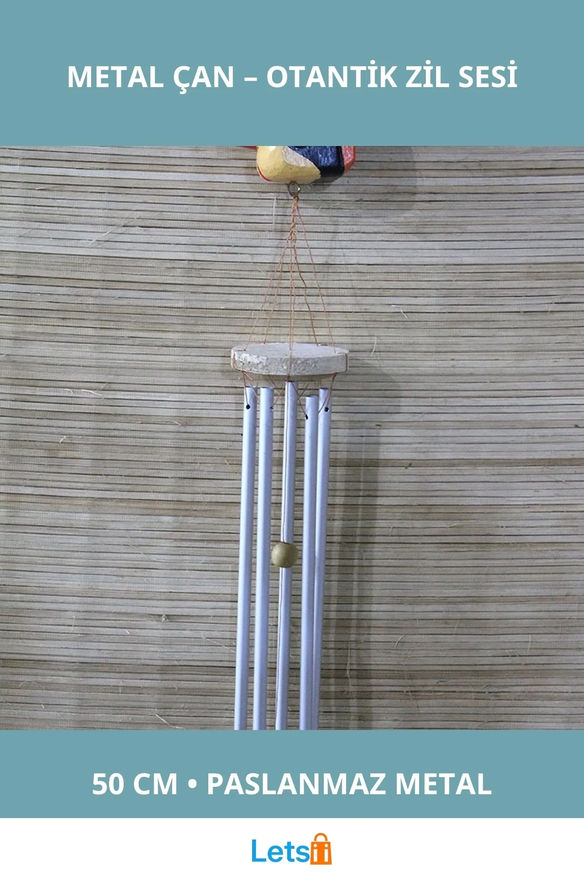 Estetik Dayanıklı Metal Çan 50 cm Dekoratif Aksesuar