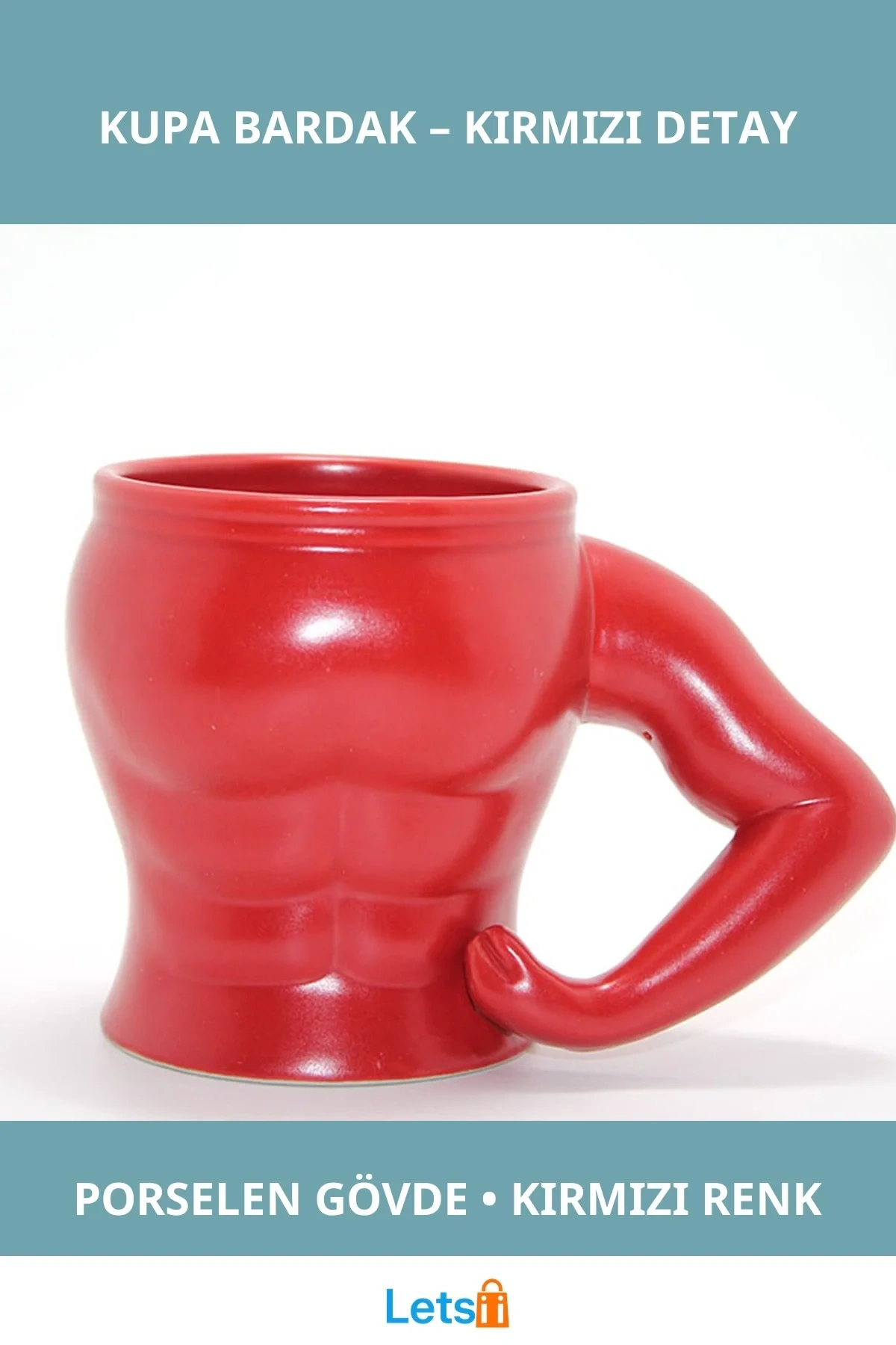 Estetik Kırmızı Vücut Porselen Kupa Bardak
