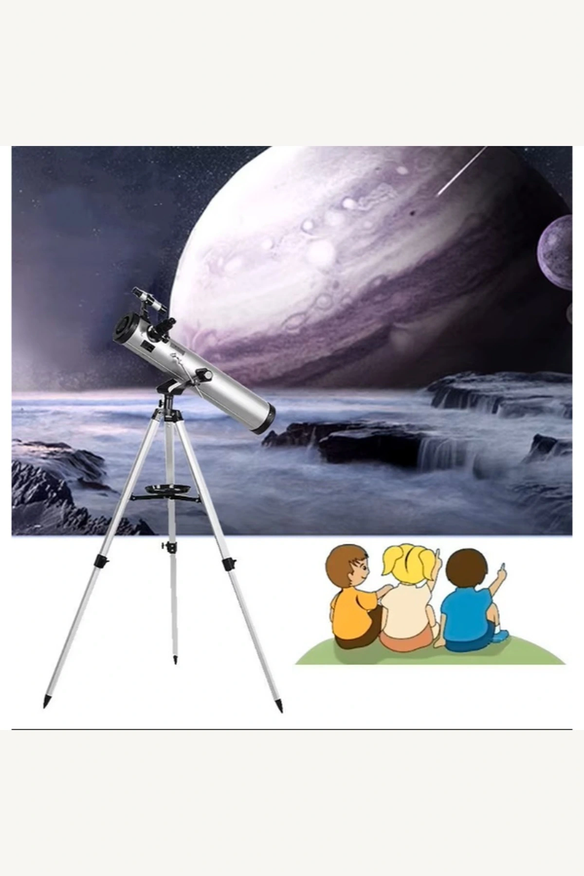 F70076 Reflektör 76mm Çap 700mm Odak Uzaklığı Barlow Lensli Astronomi Teleskop