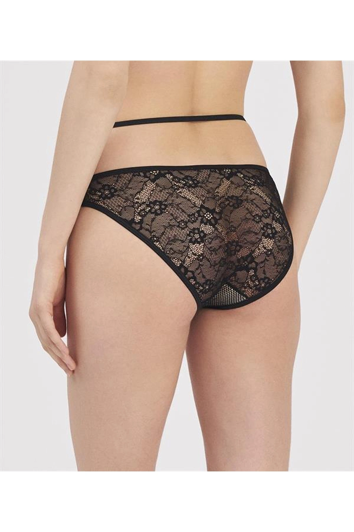 Fantezi Dantel Detaylı Slip Külot Siyah Renk