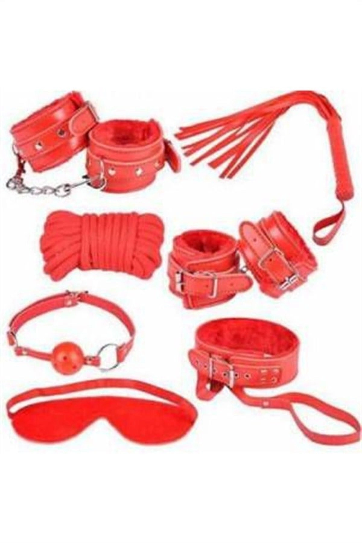 Fantezi Kelepçe Kırbaç Ve Aksesuar Seti Mor Renk