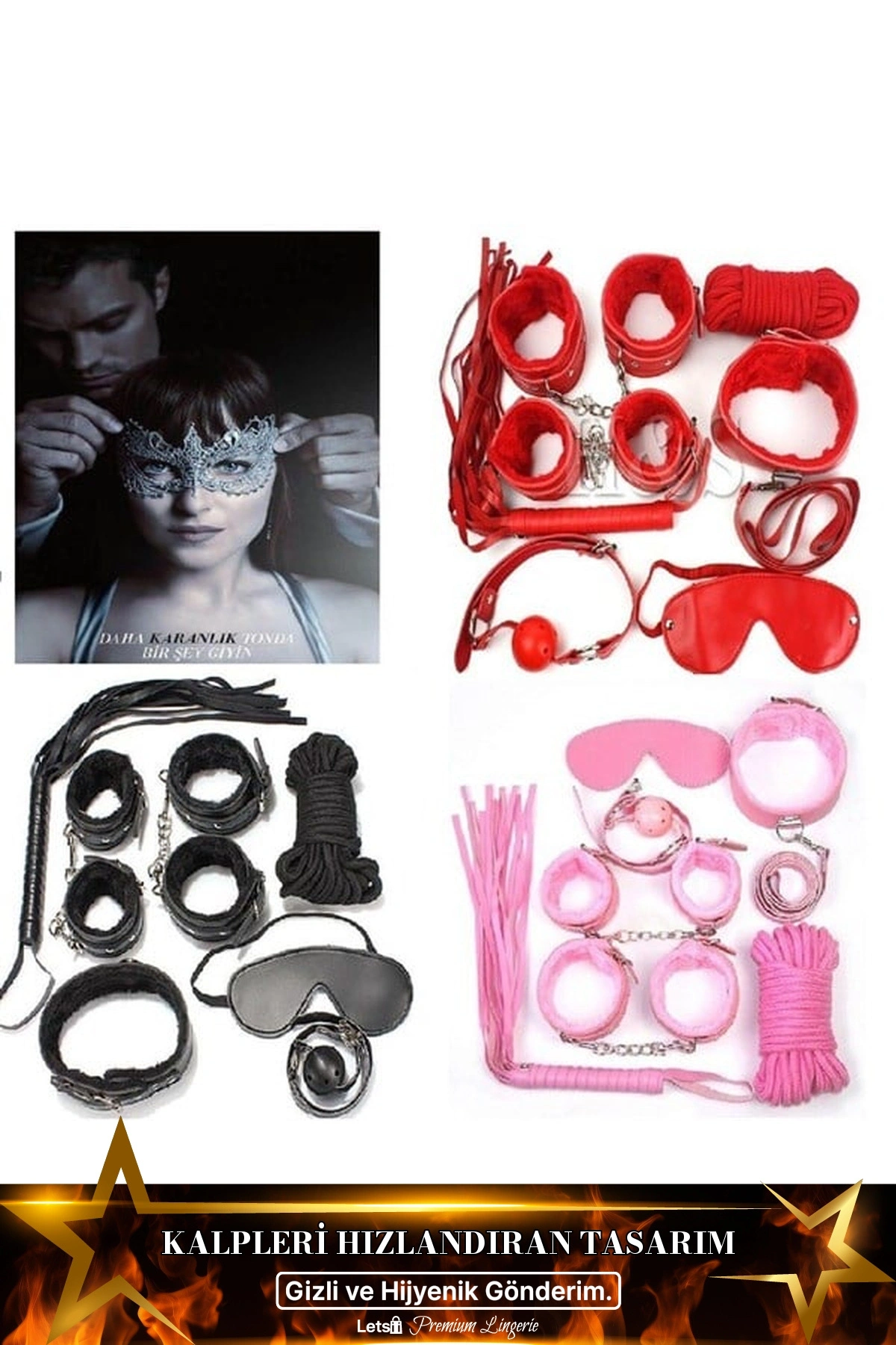 Fantezi Kelepçe Kırbaç Ve Aksesuar Seti Standart Renk