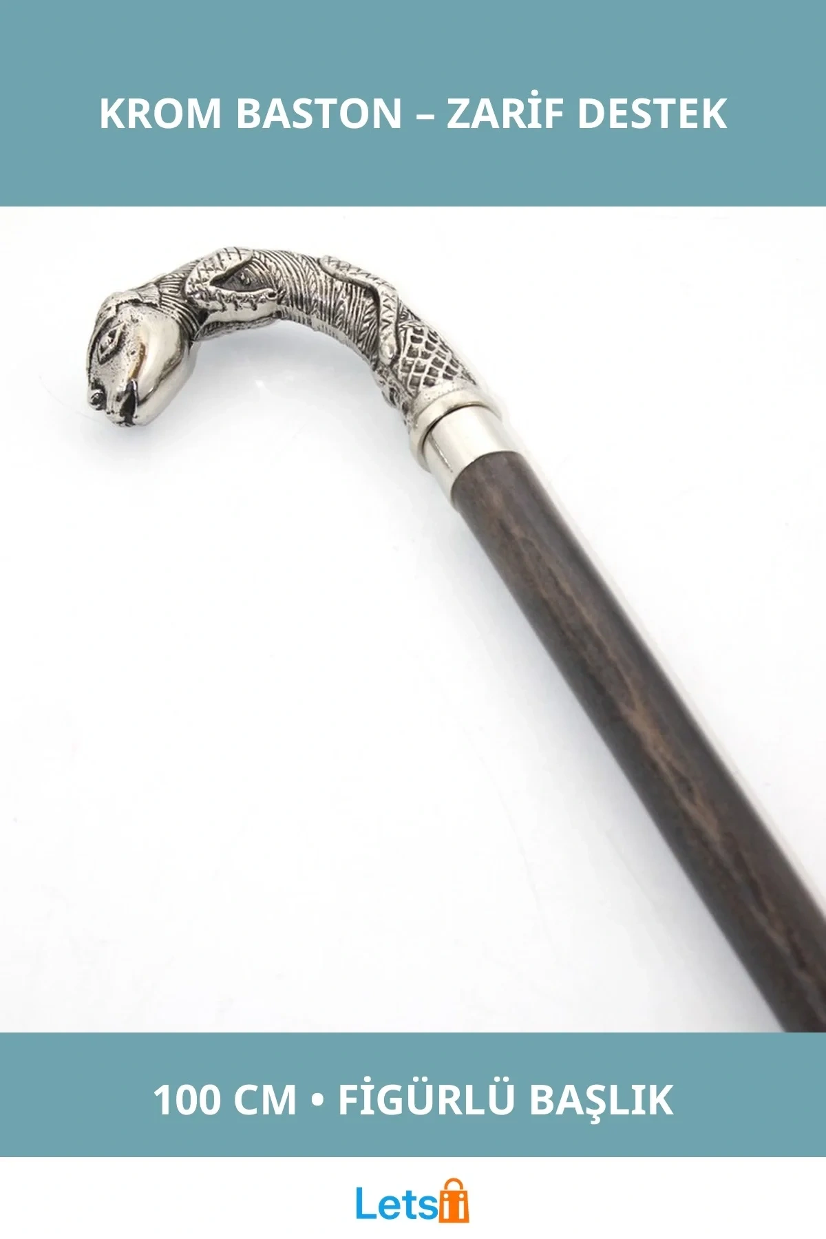 Figürlü Krom Baston 100 cm Şık ve Dayanıklı Tasarım