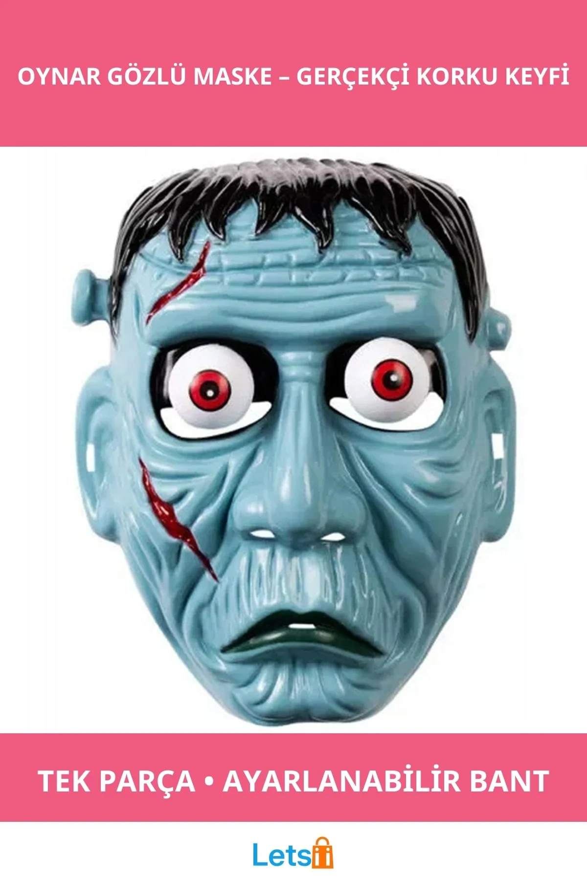 Frankenstein Temalı Eğlenceli Sallanan Oynar Gözlü Maske